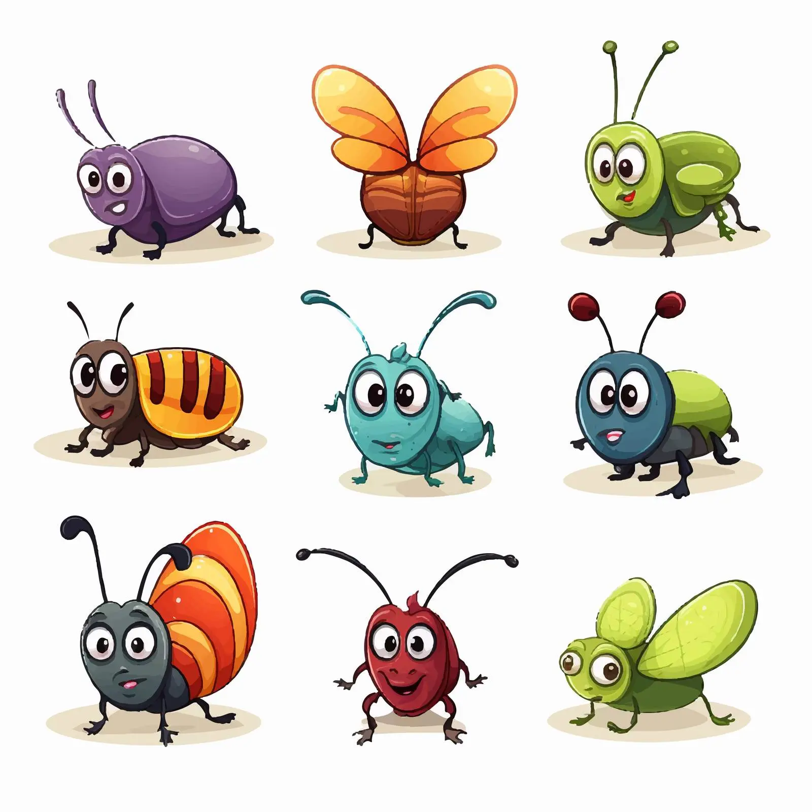 Colorful Cartoon Bugs Vector Illustration — free download from Dotvec