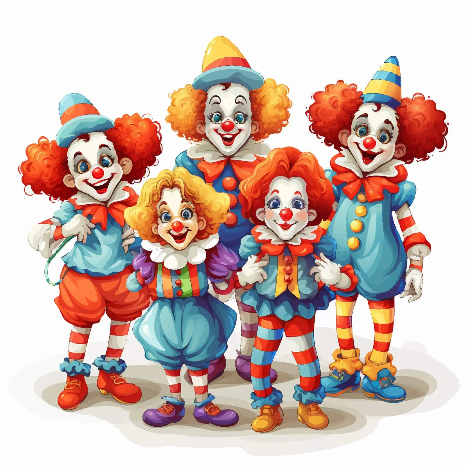Colorful Clown Group Illustration on White Background — free download from Dotvec