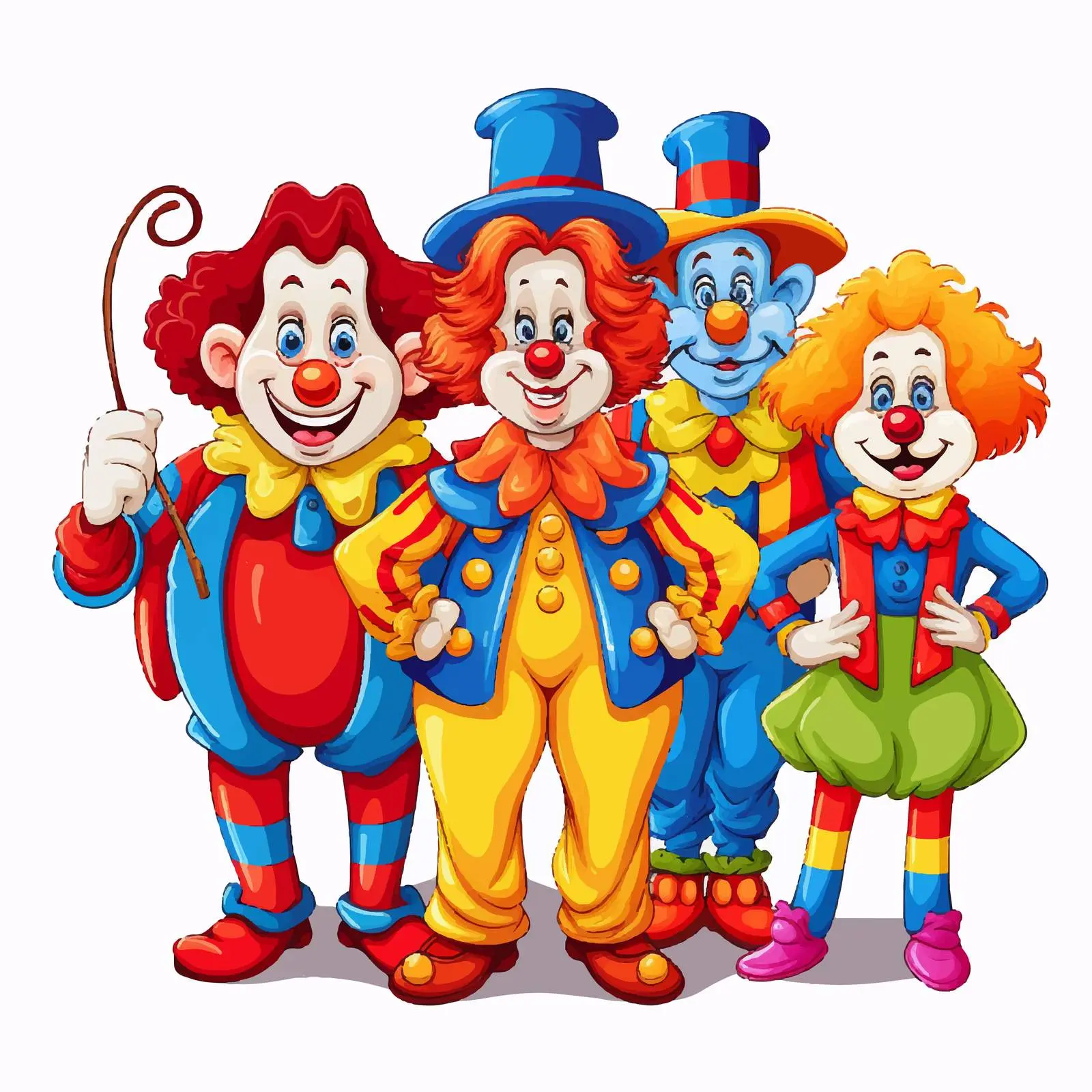 Colorful Clowns Illustration on White Background — free download from Dotvec