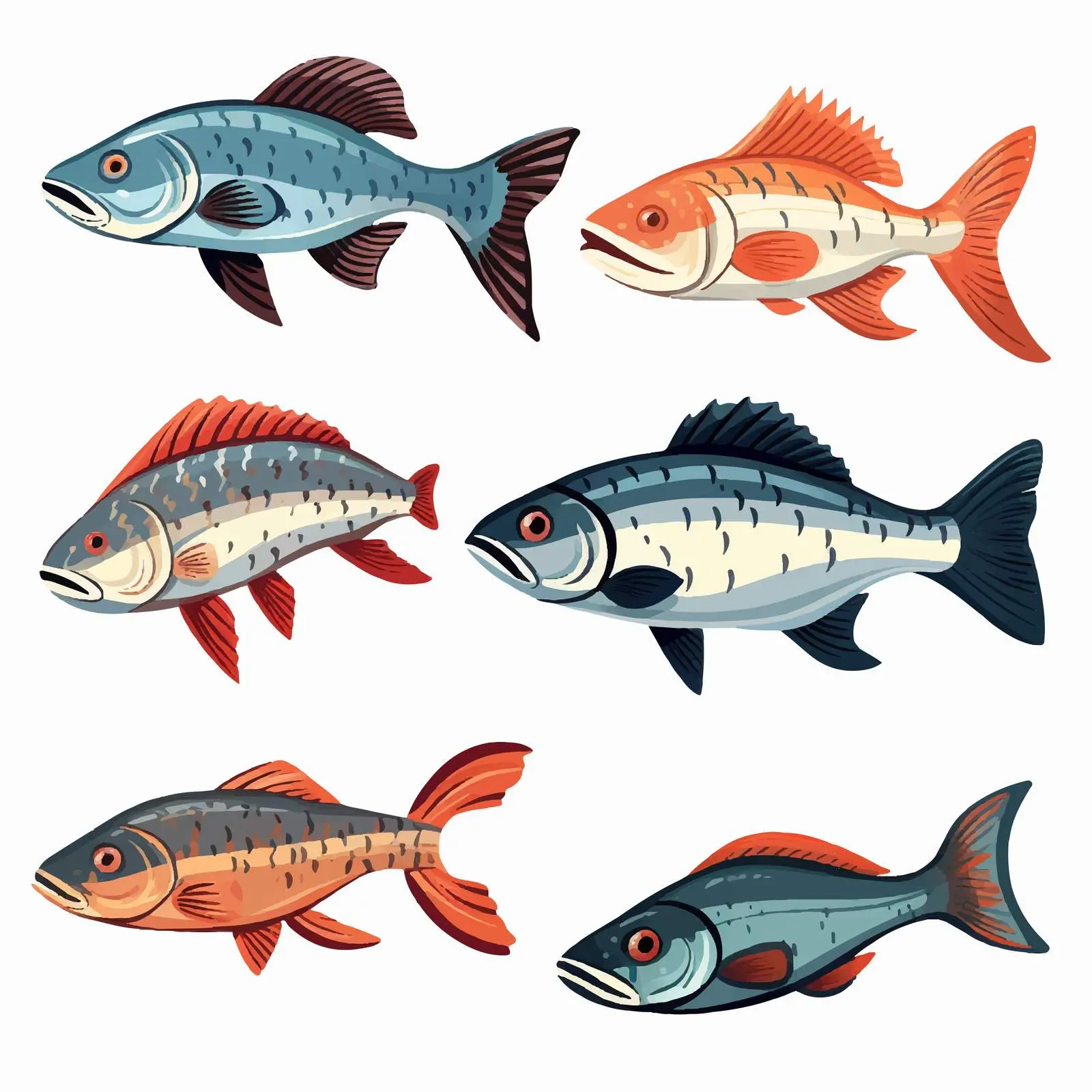 Diverse Fish Illustration on White Background — free download from Dotvec