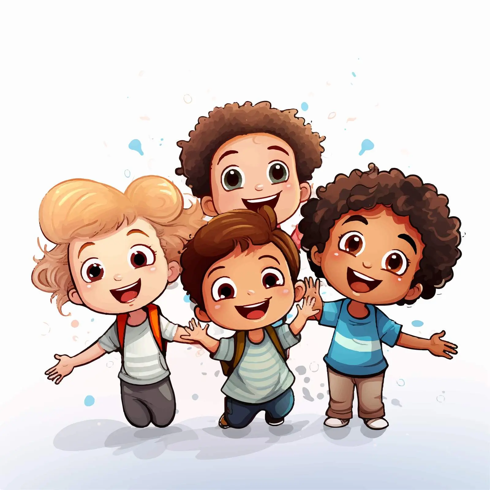 Happy Kids Playing Together on White Background — free download from Dotvec