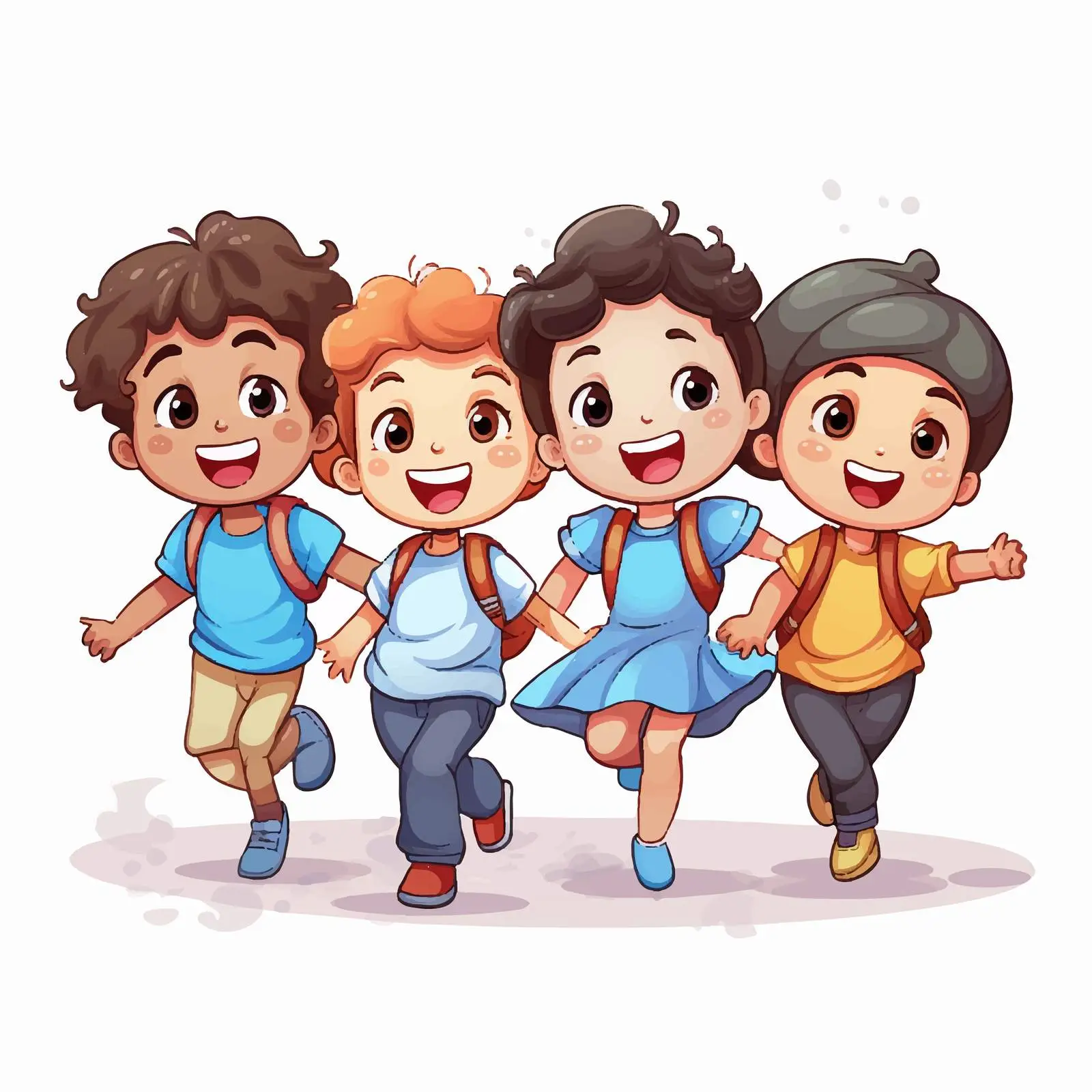 Group of Happy Kids on White Background — free download from Dotvec