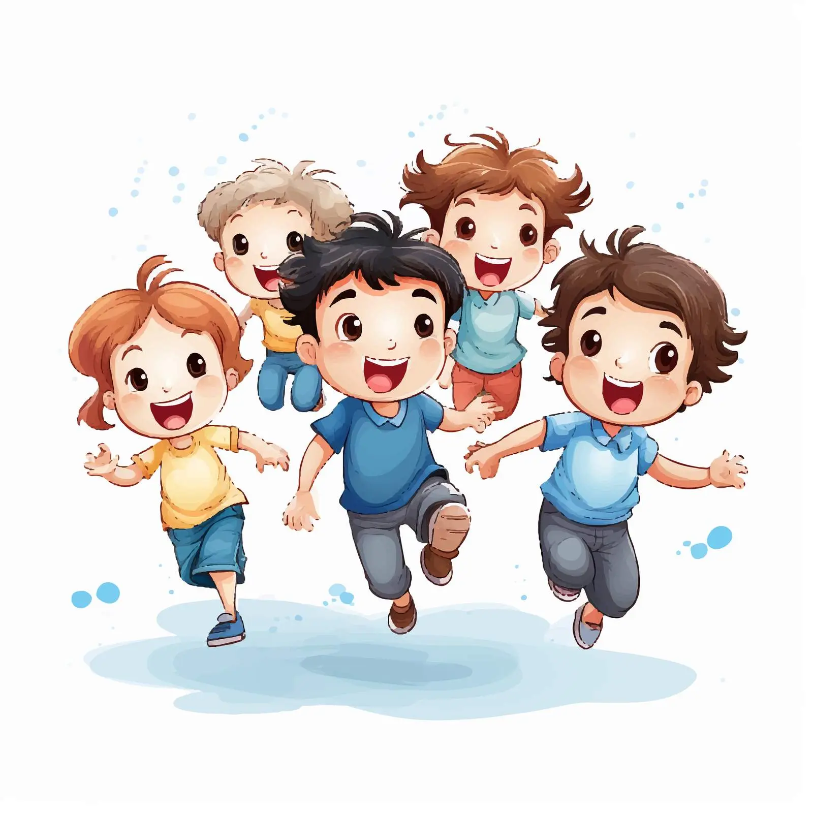 Happy Kids Group Illustration on White Background — free download from Dotvec