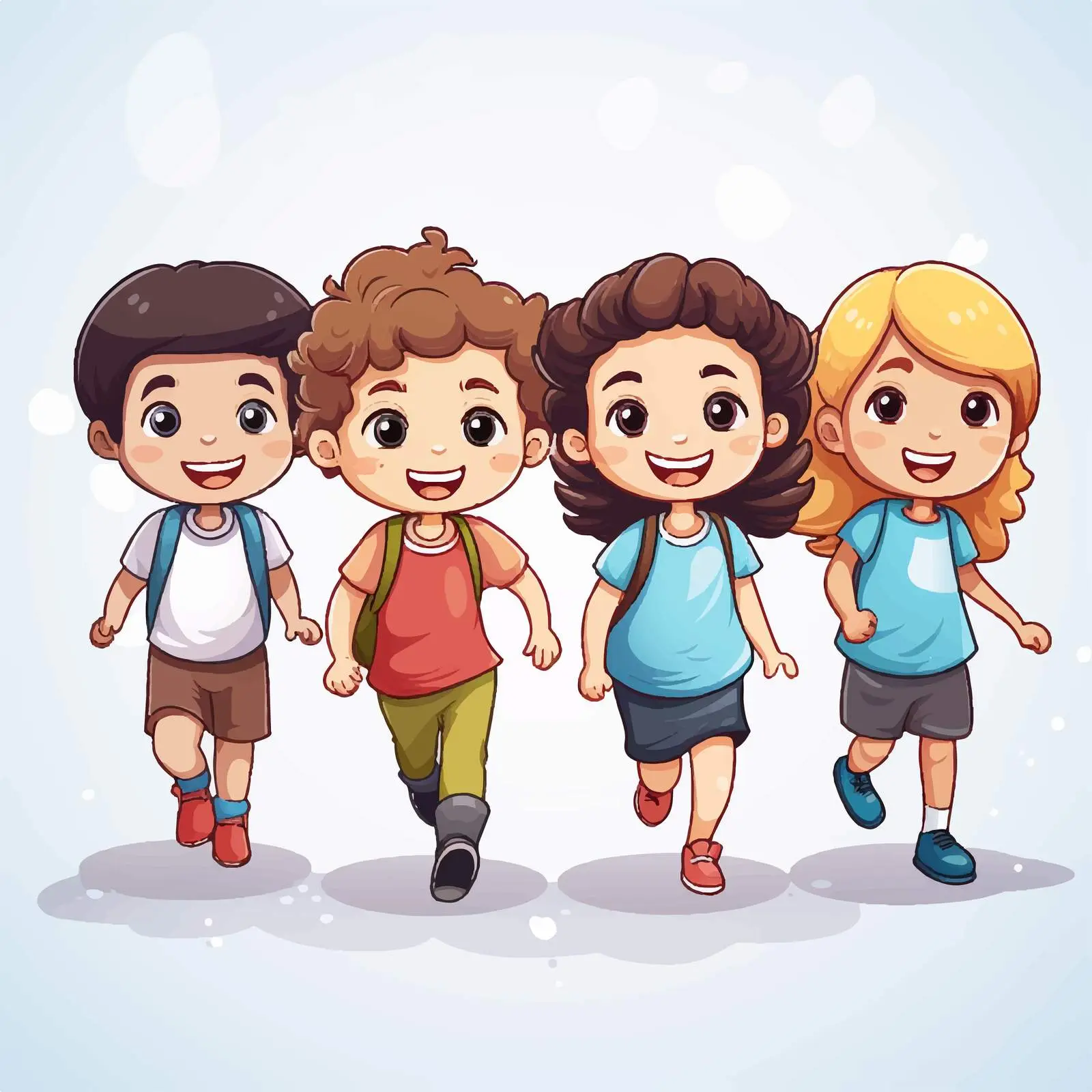 Happy Kids Vector Illustration on White Background — free download from Dotvec