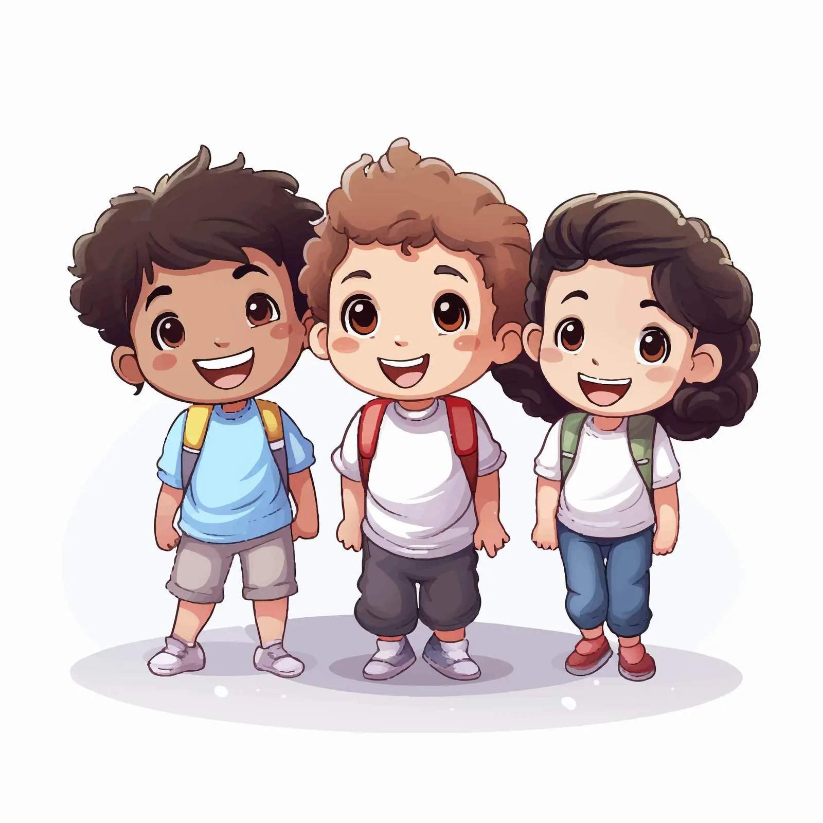 Happy Kids Group Illustration on White Background — free download from Dotvec