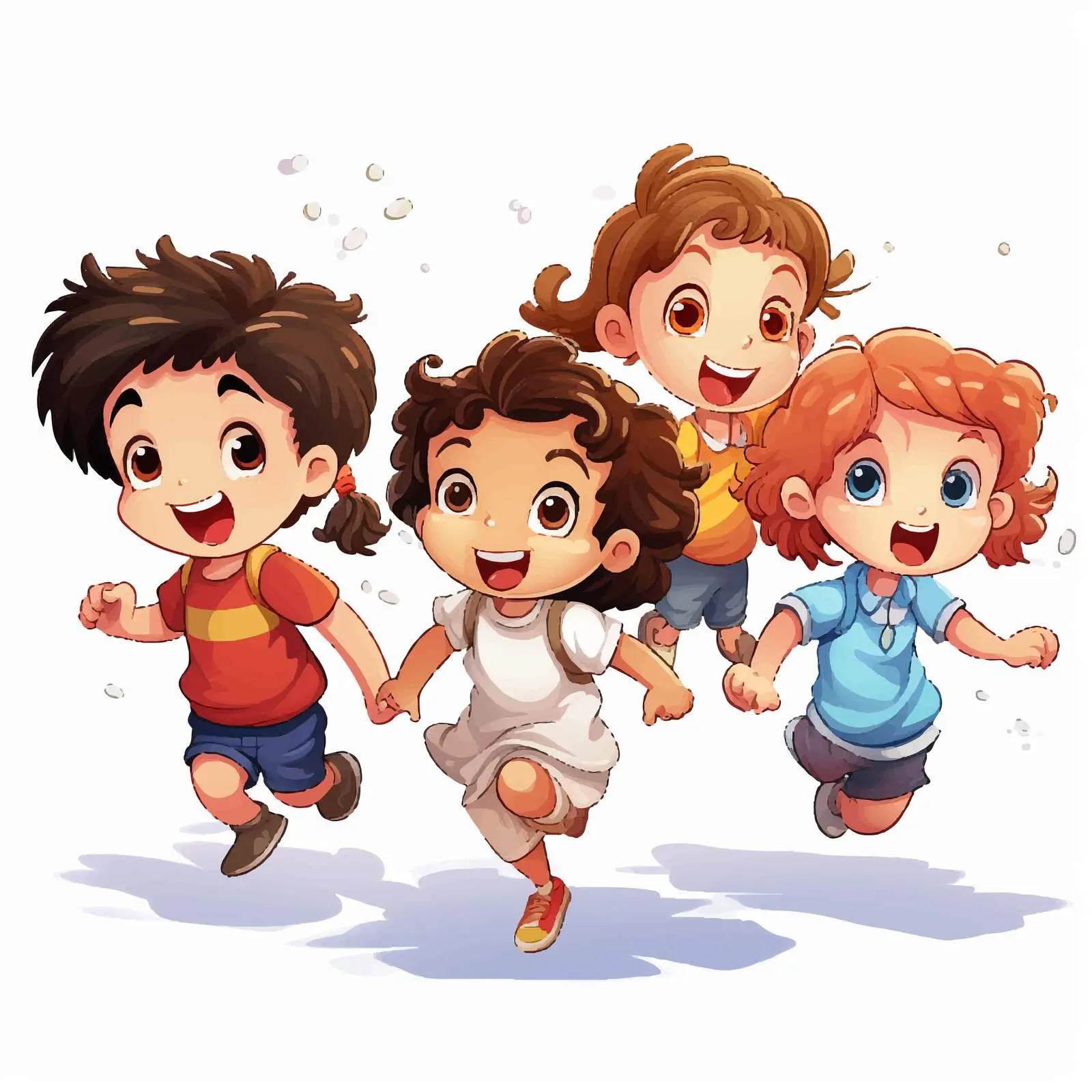 Happy Kids Vector Illustration on White Background — free download from Dotvec