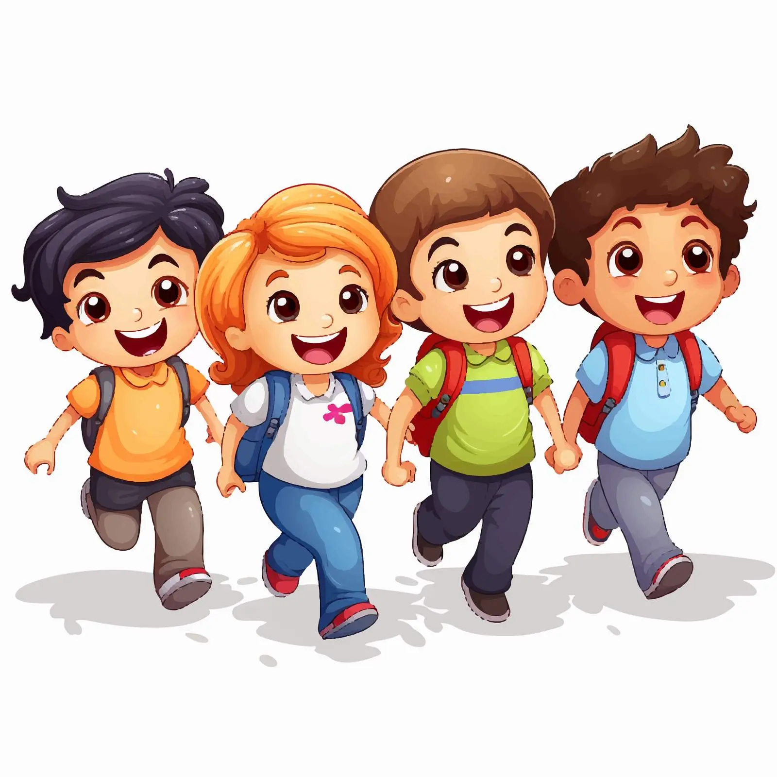 Happy Kids Group Illustration on White Background — free download from Dotvec