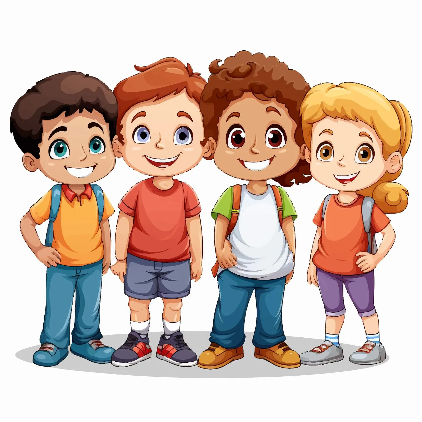 Happy Kids Group Illustration on White Background — free download from Dotvec