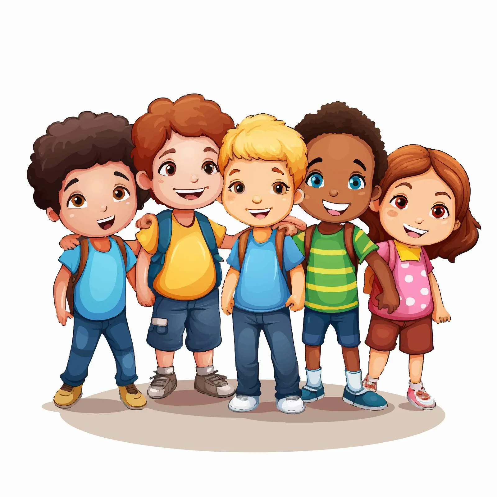 Group of Kids Illustration on White Background — free download from Dotvec