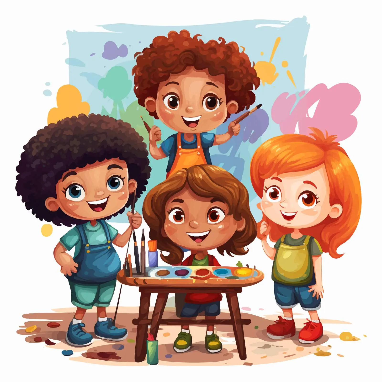 Group of Talented Kids Vector Illustration – free creative teamwork image from Dotvec
