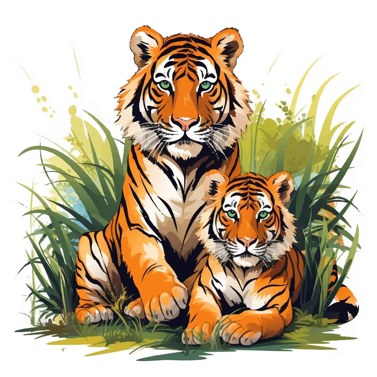 Cartoon Illustration of a Group of Tigers – free tiger design image from Dotvec
