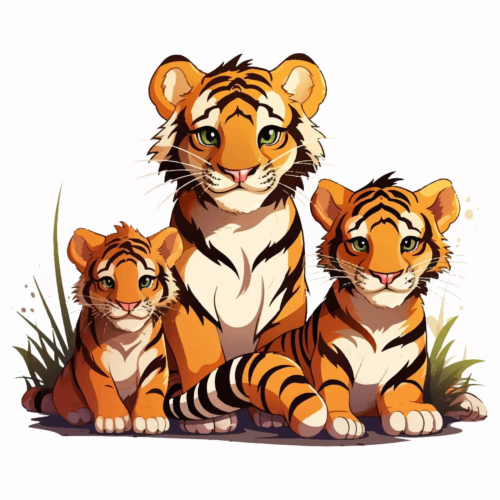Cartoon Illustration of a Group of Tigers — free download from Dotvec