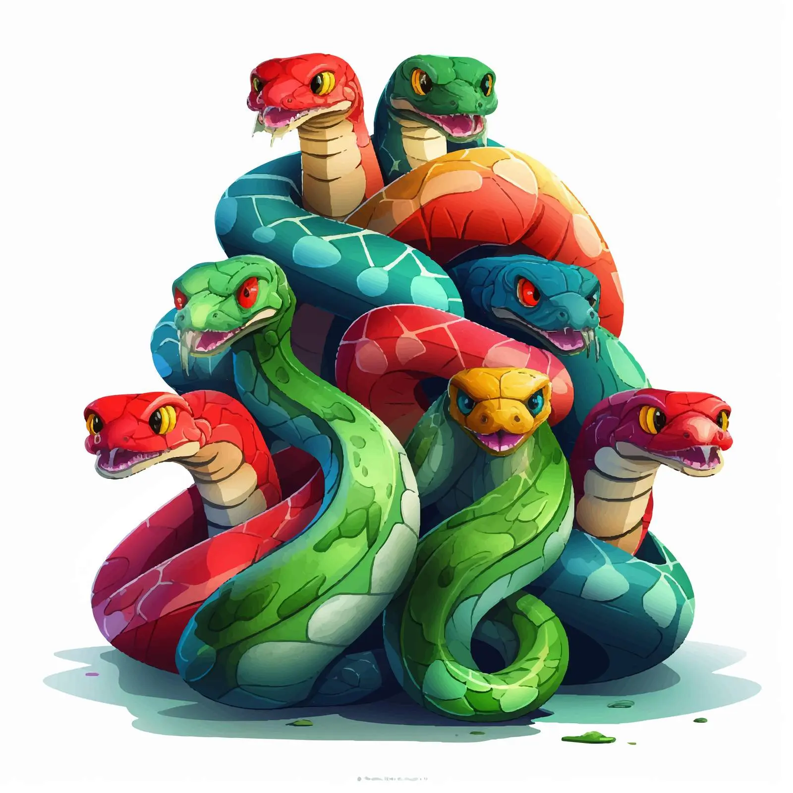 Group of Colorful Voluptuous Snakes Illustration – free serpent image from Dotvec
