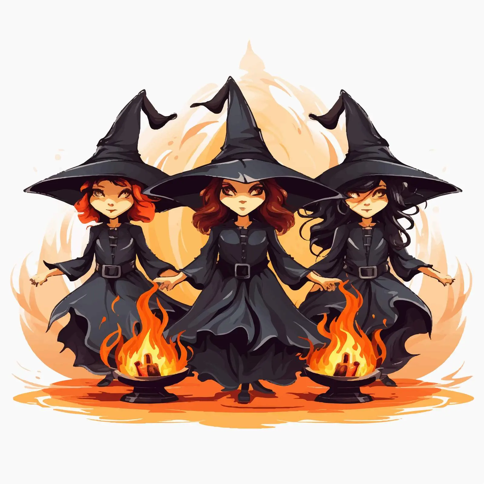 Group of Witches Illustration on White Background — free download from Dotvec