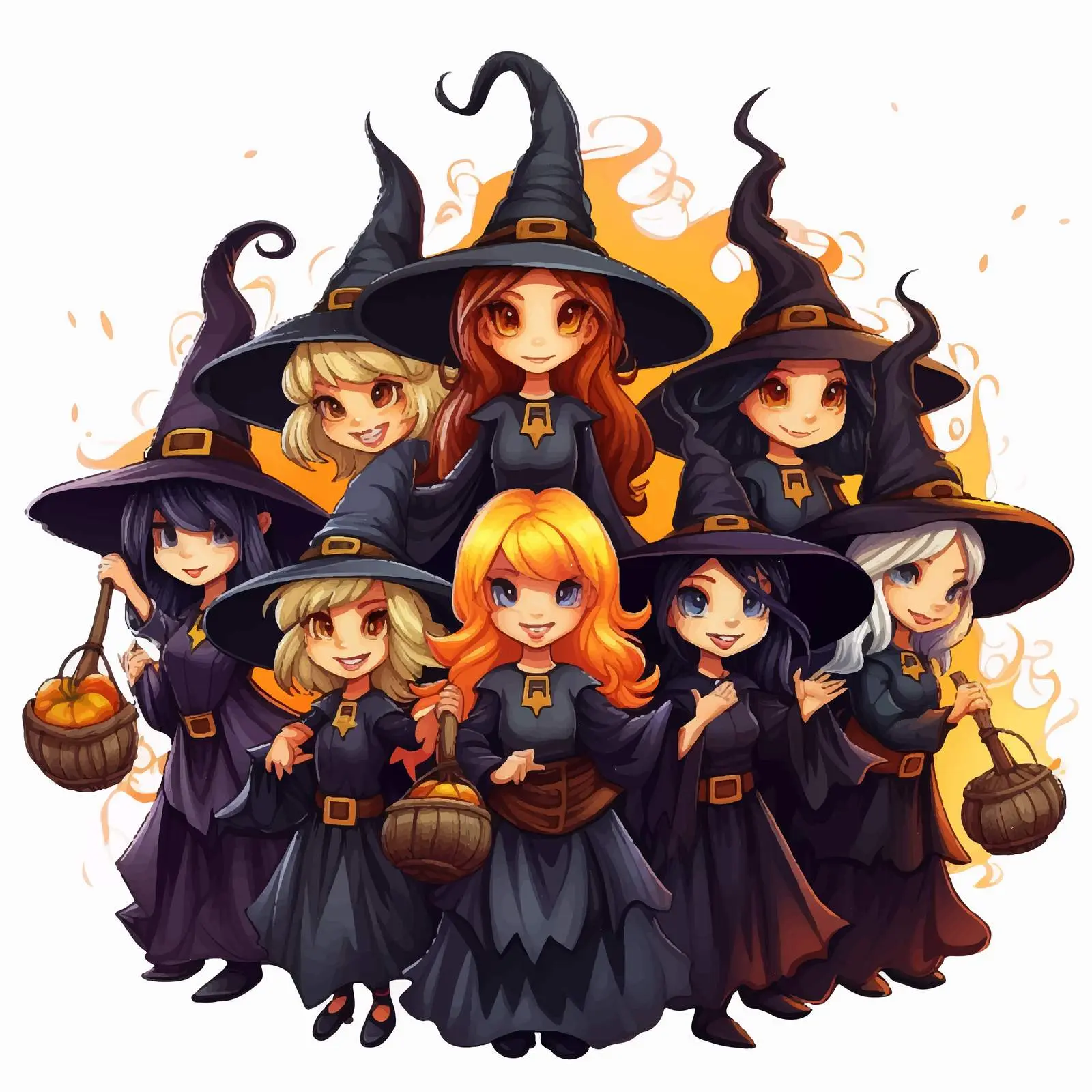 Group of Witches Illustration on White Background — free download from Dotvec