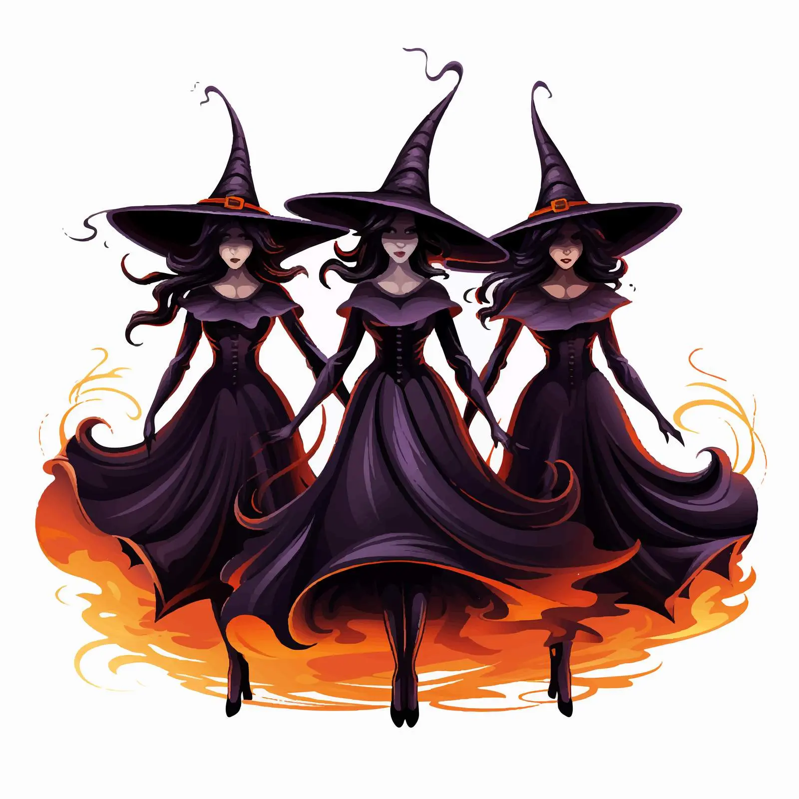 Group of Witches Illustration on White Background — free download from Dotvec