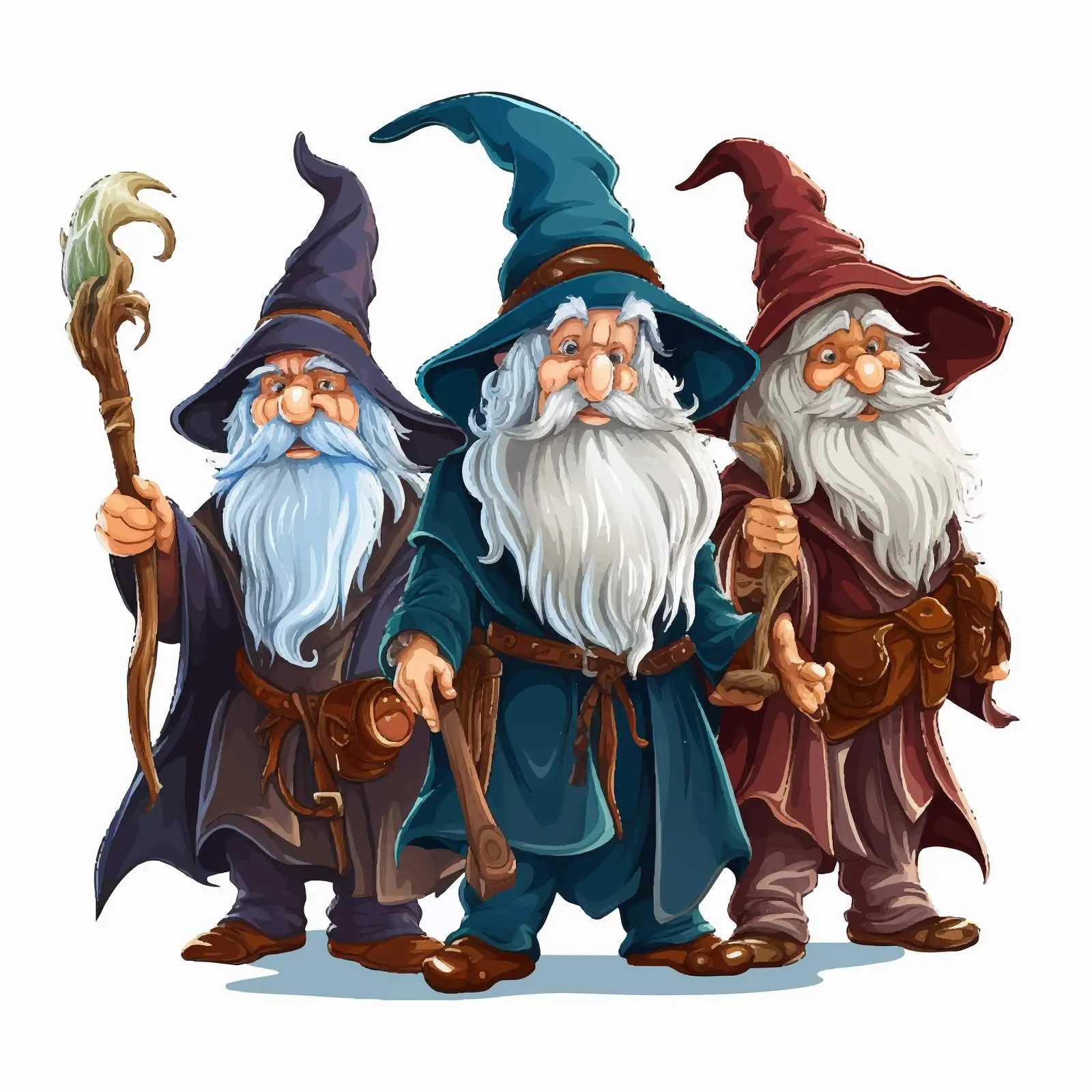 Group of Wizards Illustration on White Background — free download from Dotvec
