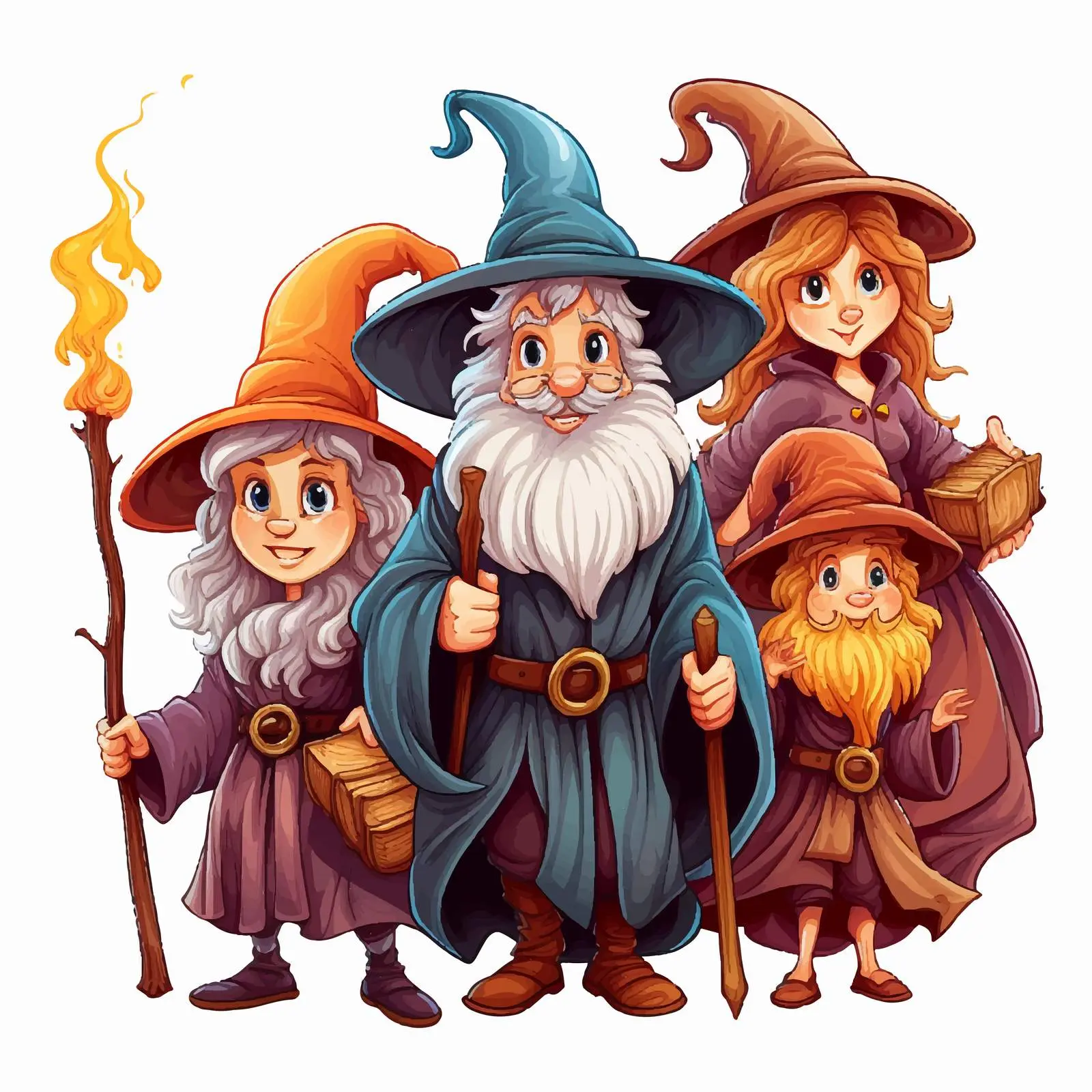 Group of Wizards Illustration on White Background — free download from Dotvec