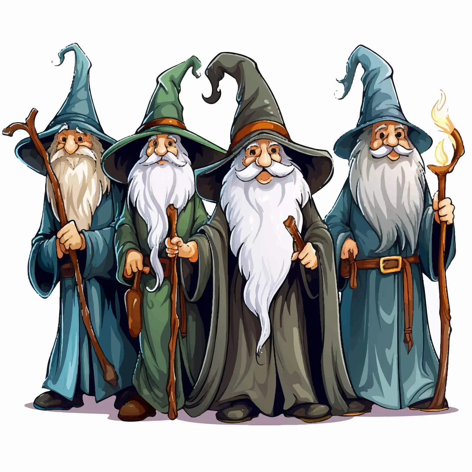 Group of Wizards Illustration on White Background — free download from Dotvec