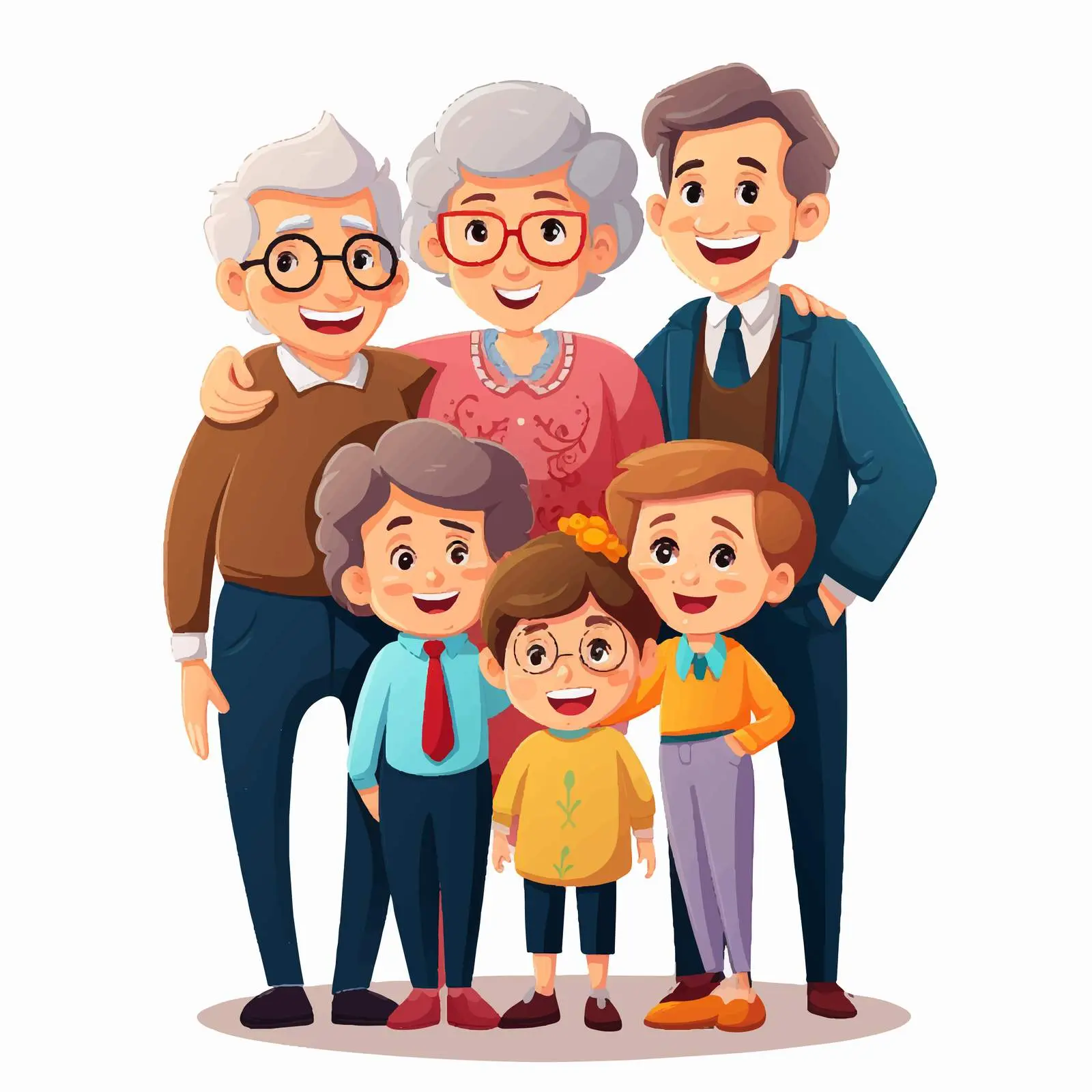 Happy Family with Grandparents Vector Illustration – free family reunion image from Dotvec