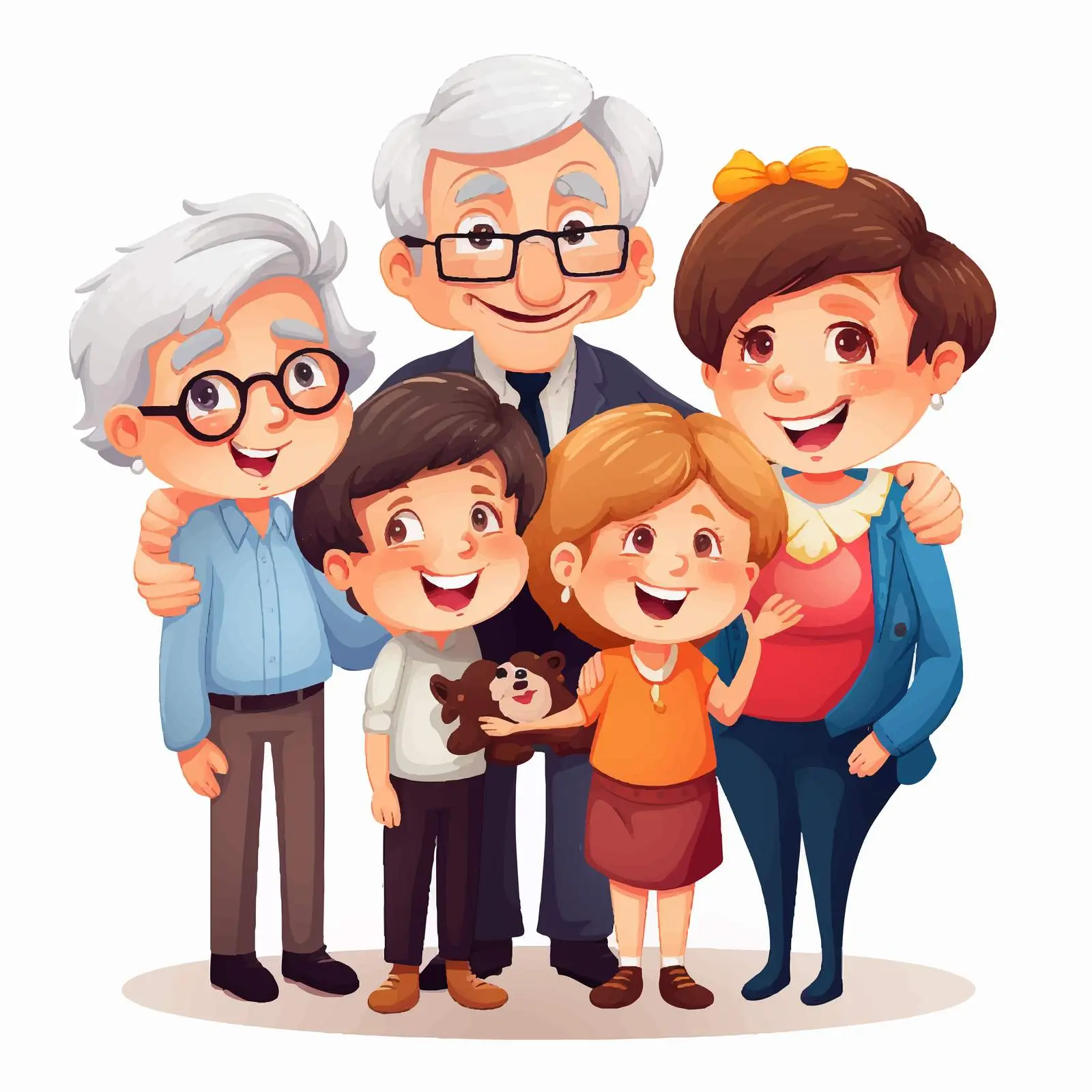 Happy Family with Grandparents Illustration — free download from Dotvec