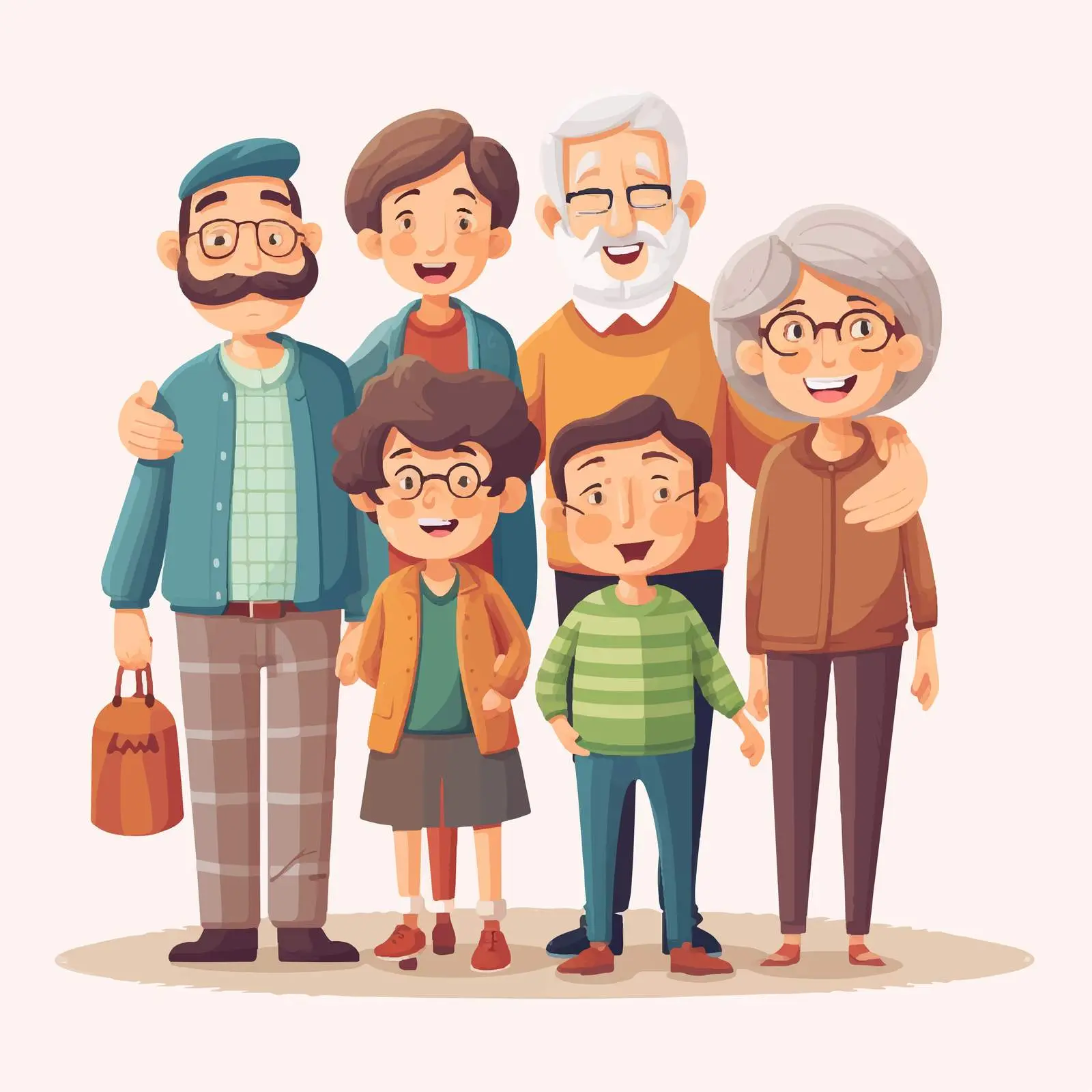 Happy Family Illustration with Grandparents — free download from Dotvec