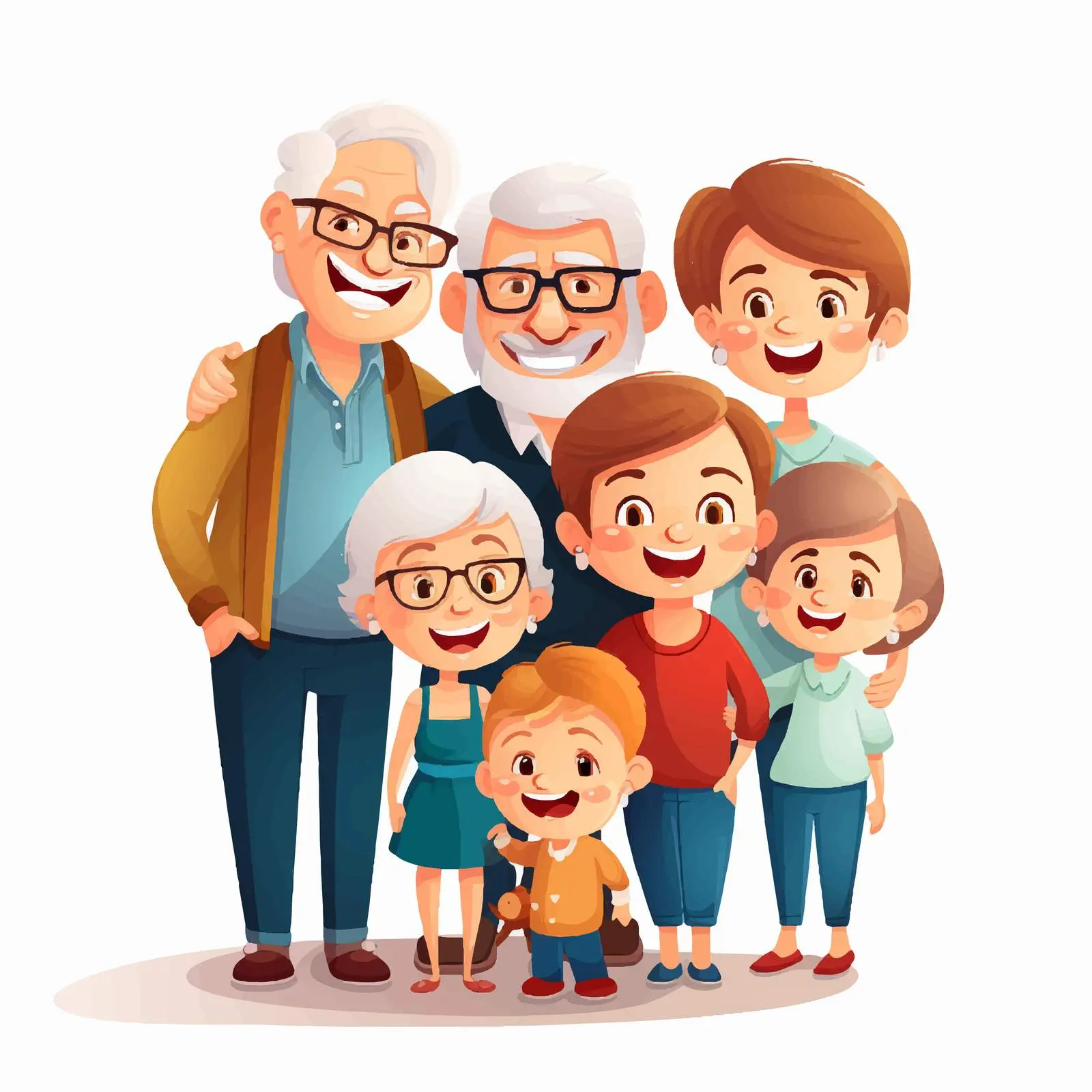 Happy Family with Grandparents Illustration — free download from Dotvec