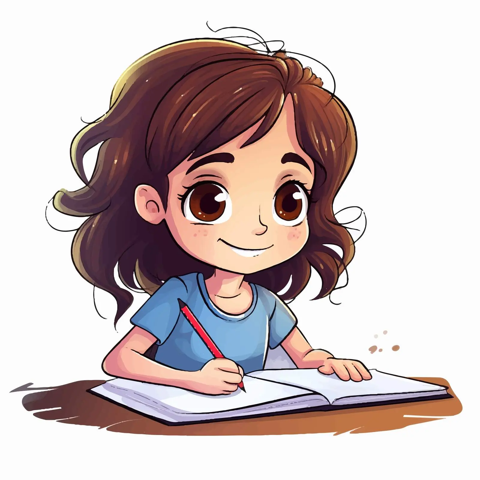 Happy Girl Writing on White Background Vector — free download from Dotvec