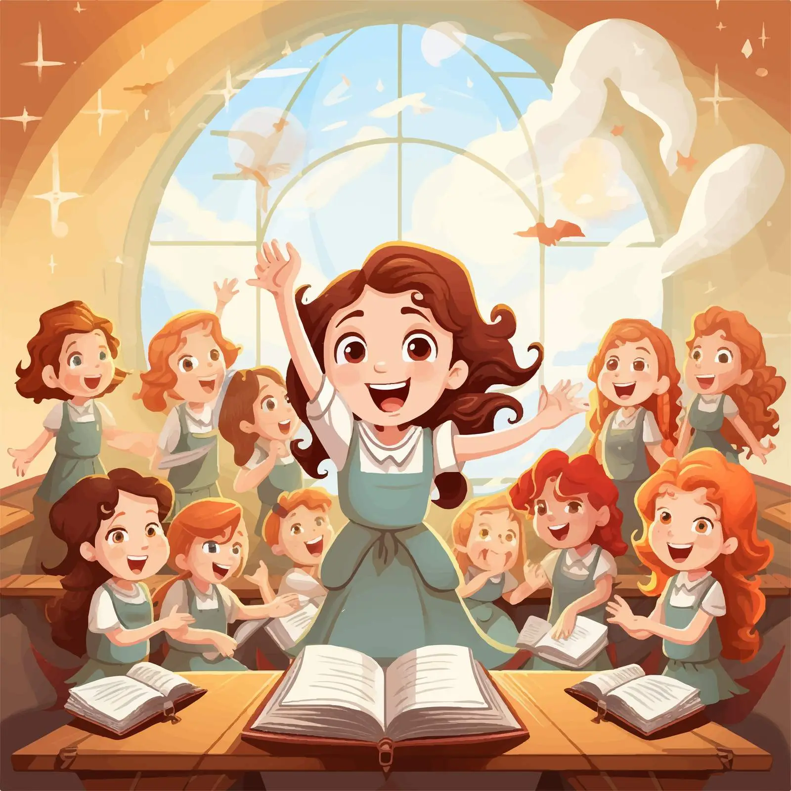 Happy Girls Enjoying Classroom Learning — free download from Dotvec