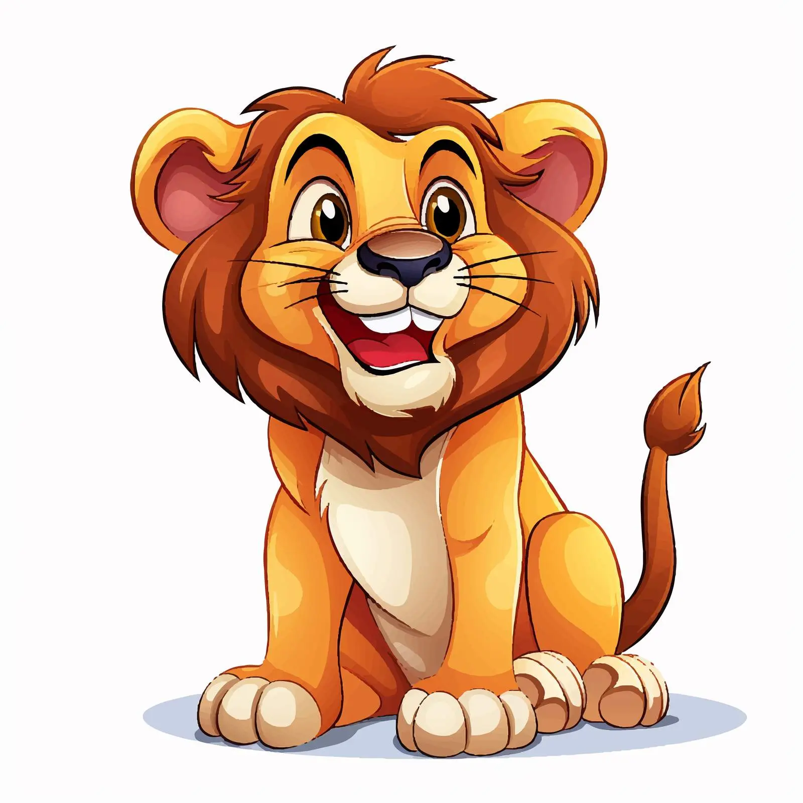 Happy Sitting Lion Illustration in White Background – free colorful lion image from Dotvec