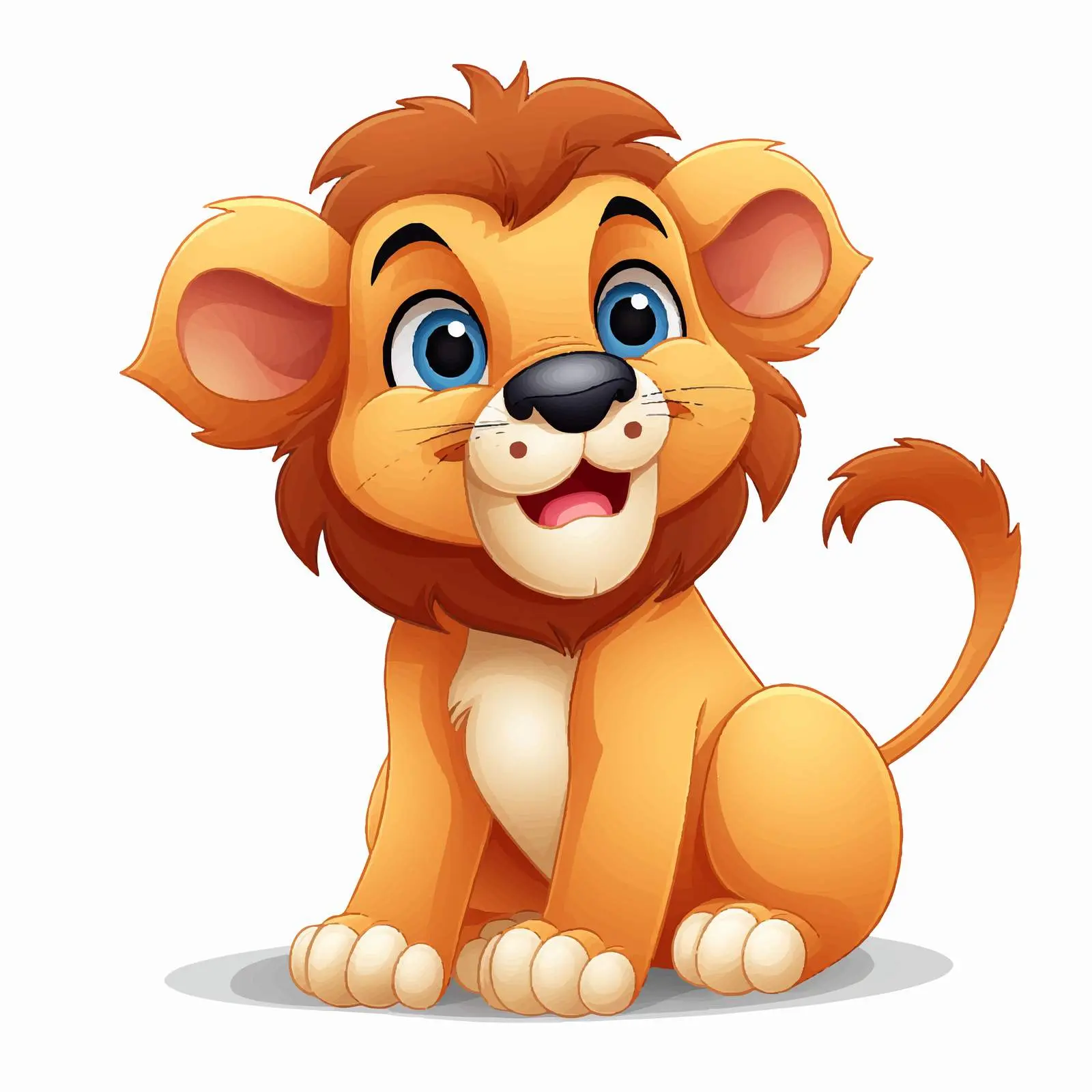 Happy Lion Sitting Illustration on White Background — free download from Dotvec