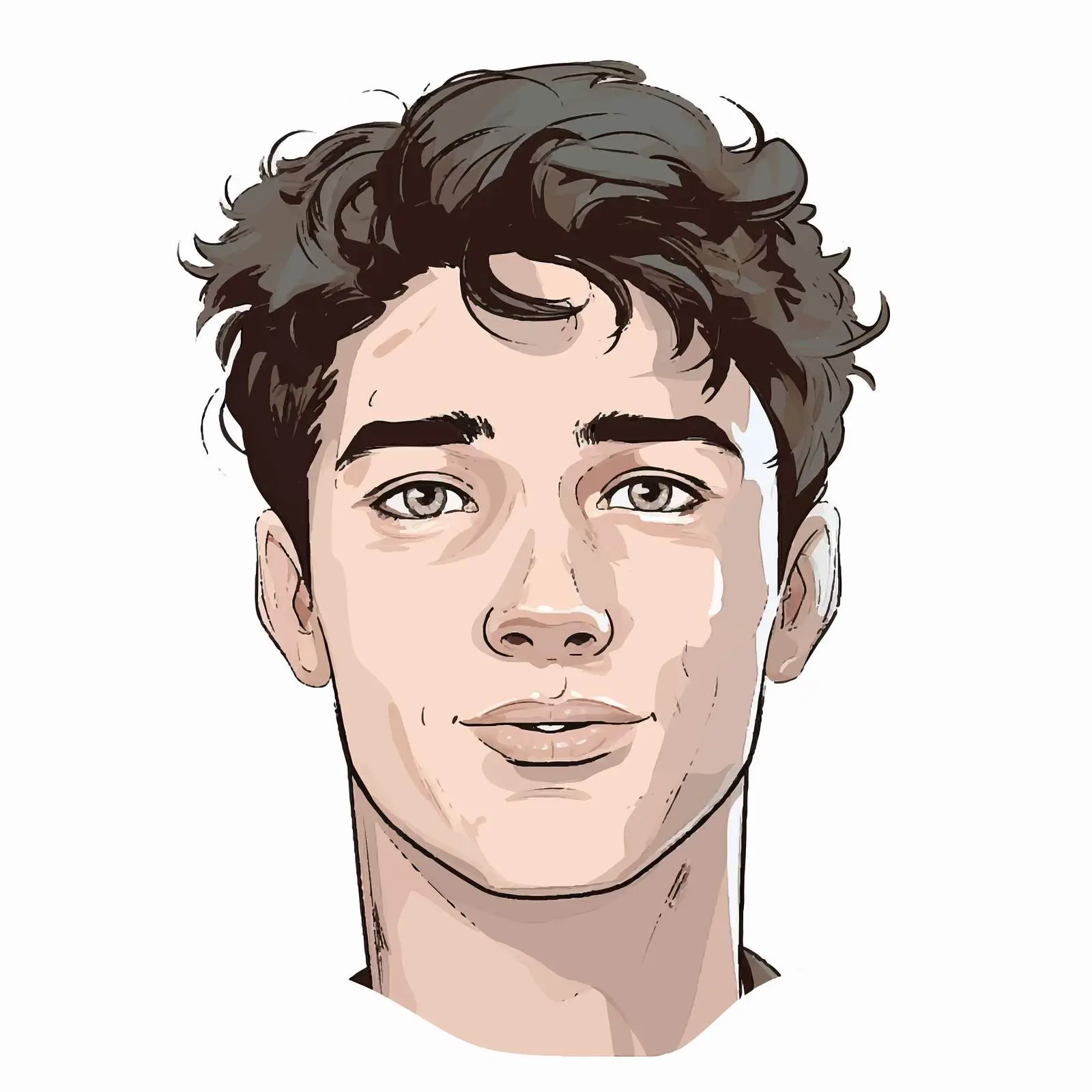 Young Man Head Illustration on White Background — free download from Dotvec