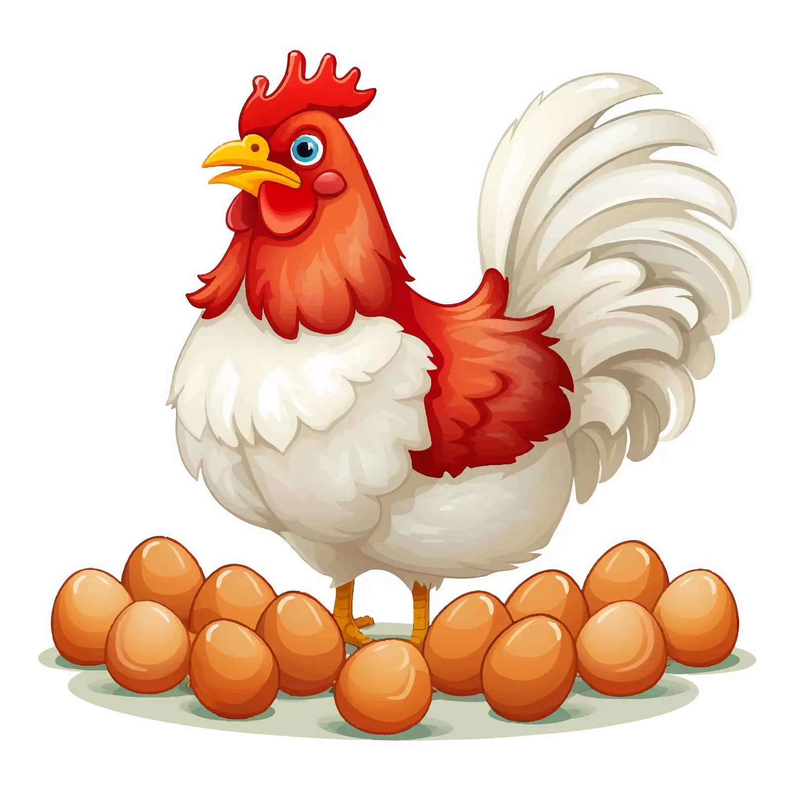 Hen and Seven Eggs Vector Illustration — free download from Dotvec
