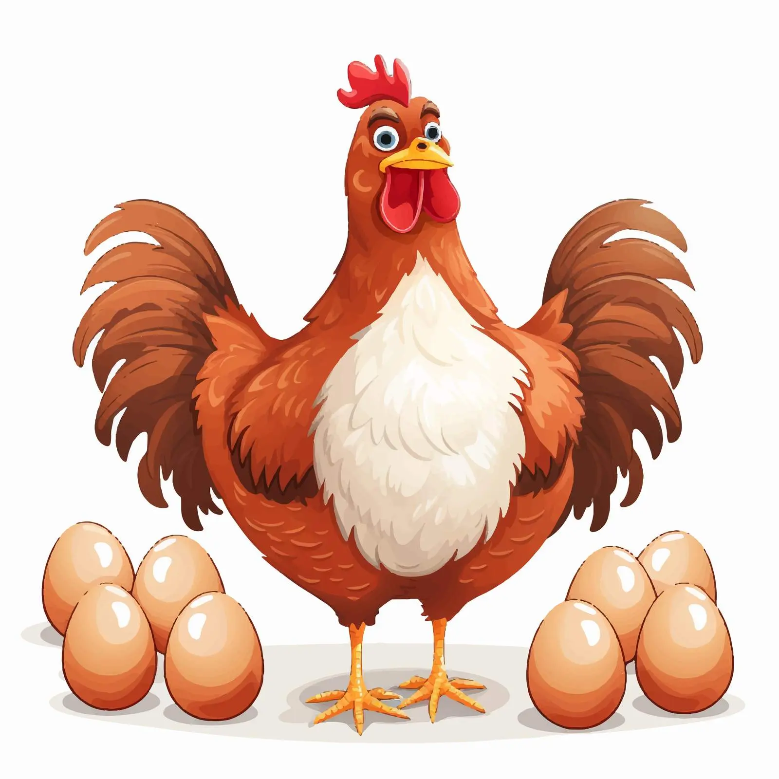 Hen and Seven Eggs Vector Illustration – free gestation image from Dotvec