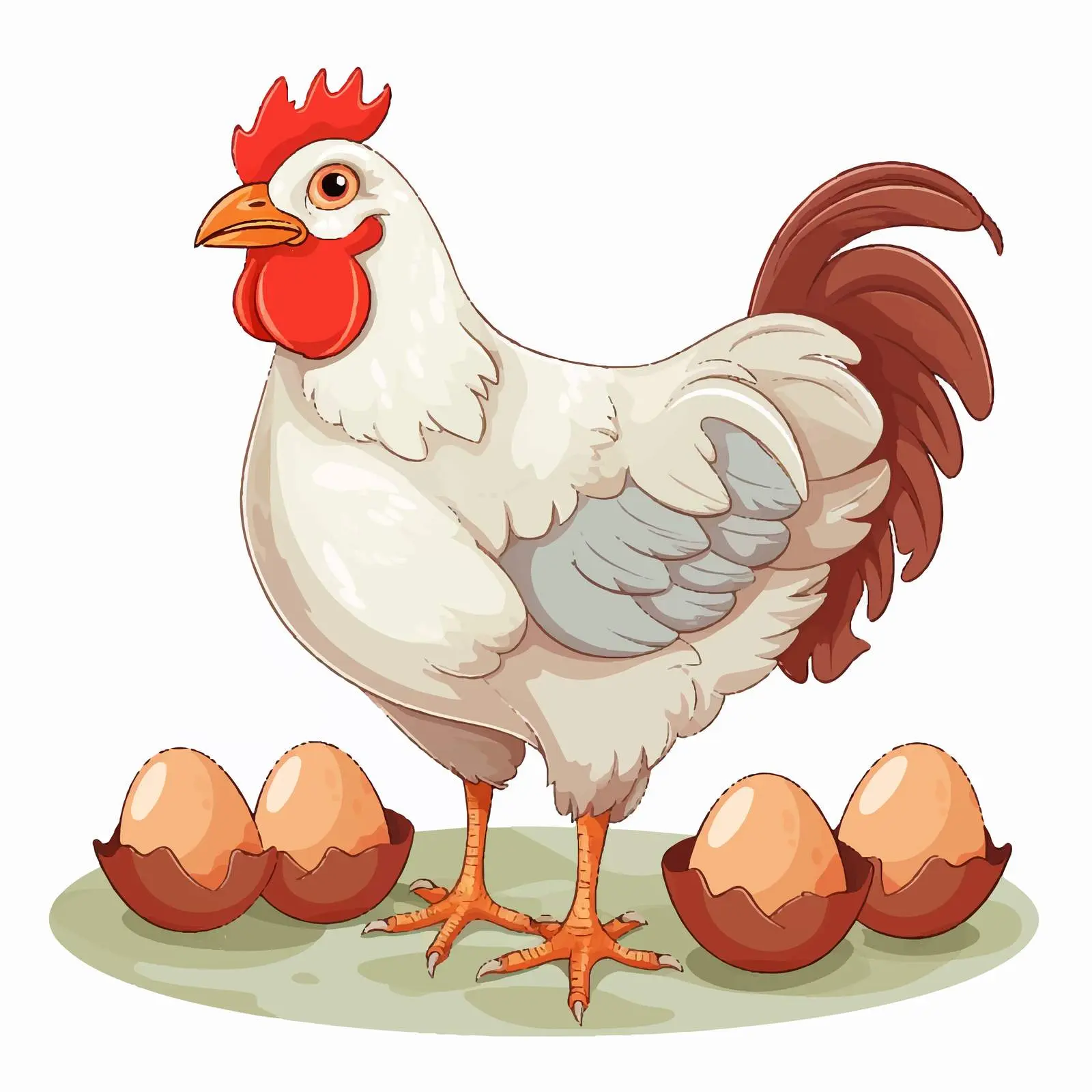 Hen with Seven Eggs Illustration on White Background — free download from Dotvec