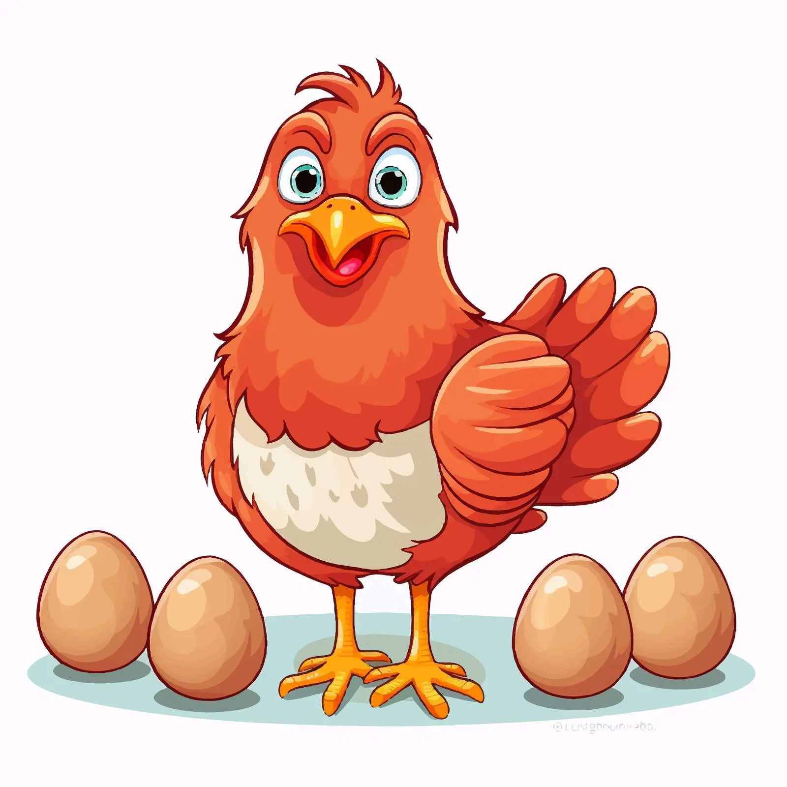 Hen with Seven Eggs on White Background Vector – free chicken illustration image from Dotvec