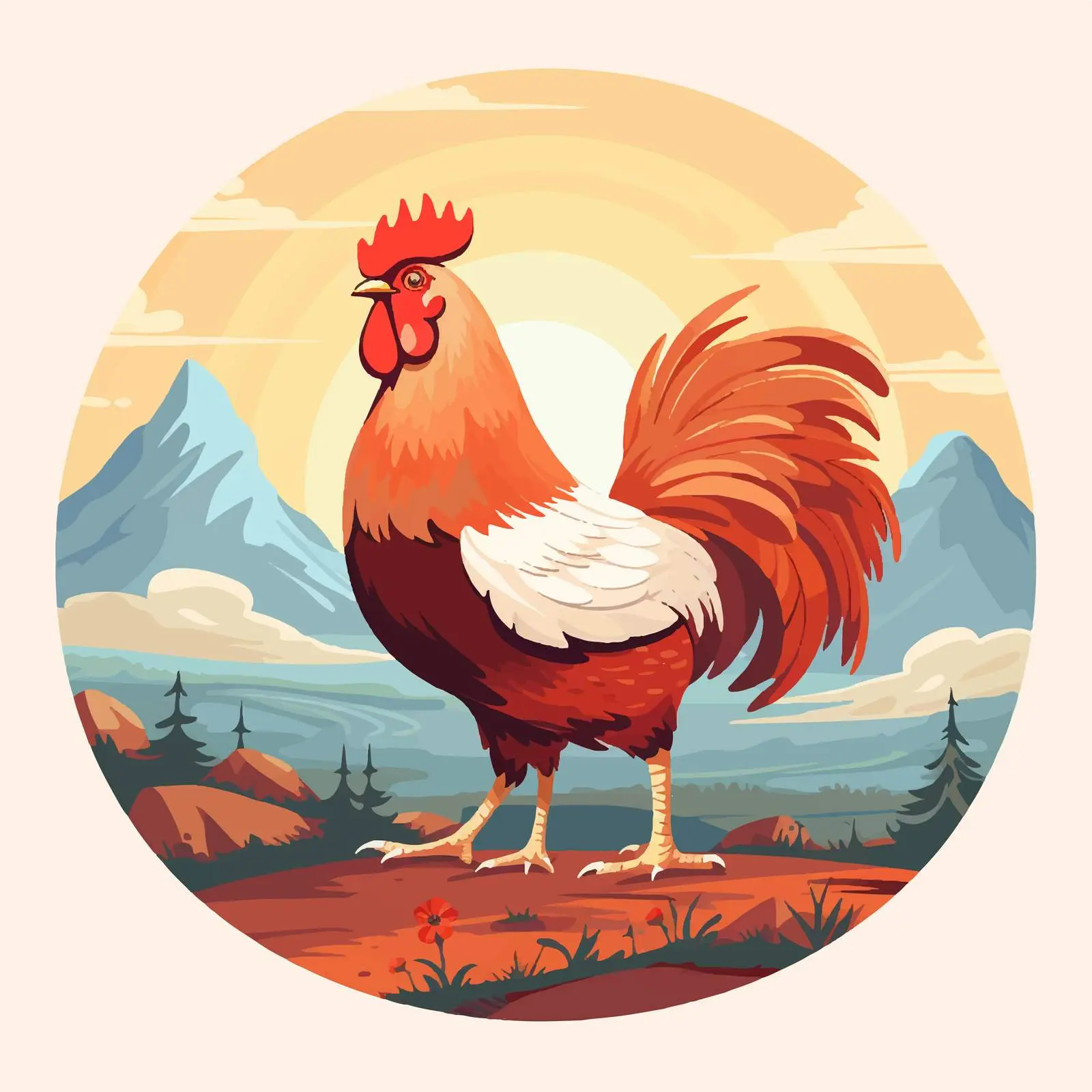 Hen Illustration in Nature Vector Artwork – free chicken illustration image from Dotvec
