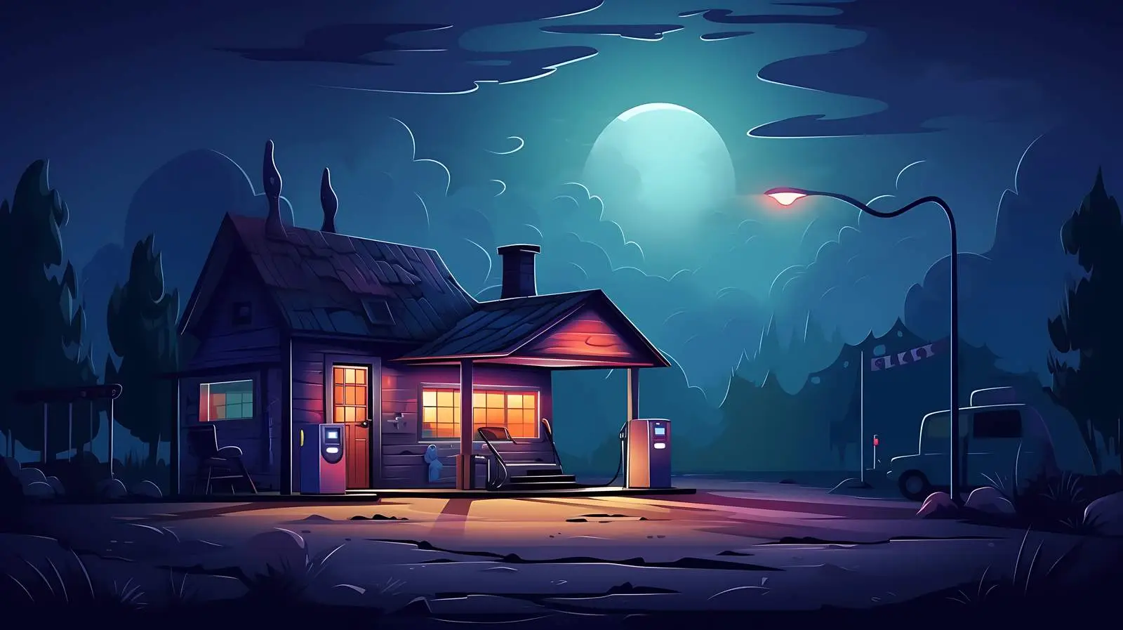 Urban Night Scene Illustration — free download from Dotvec