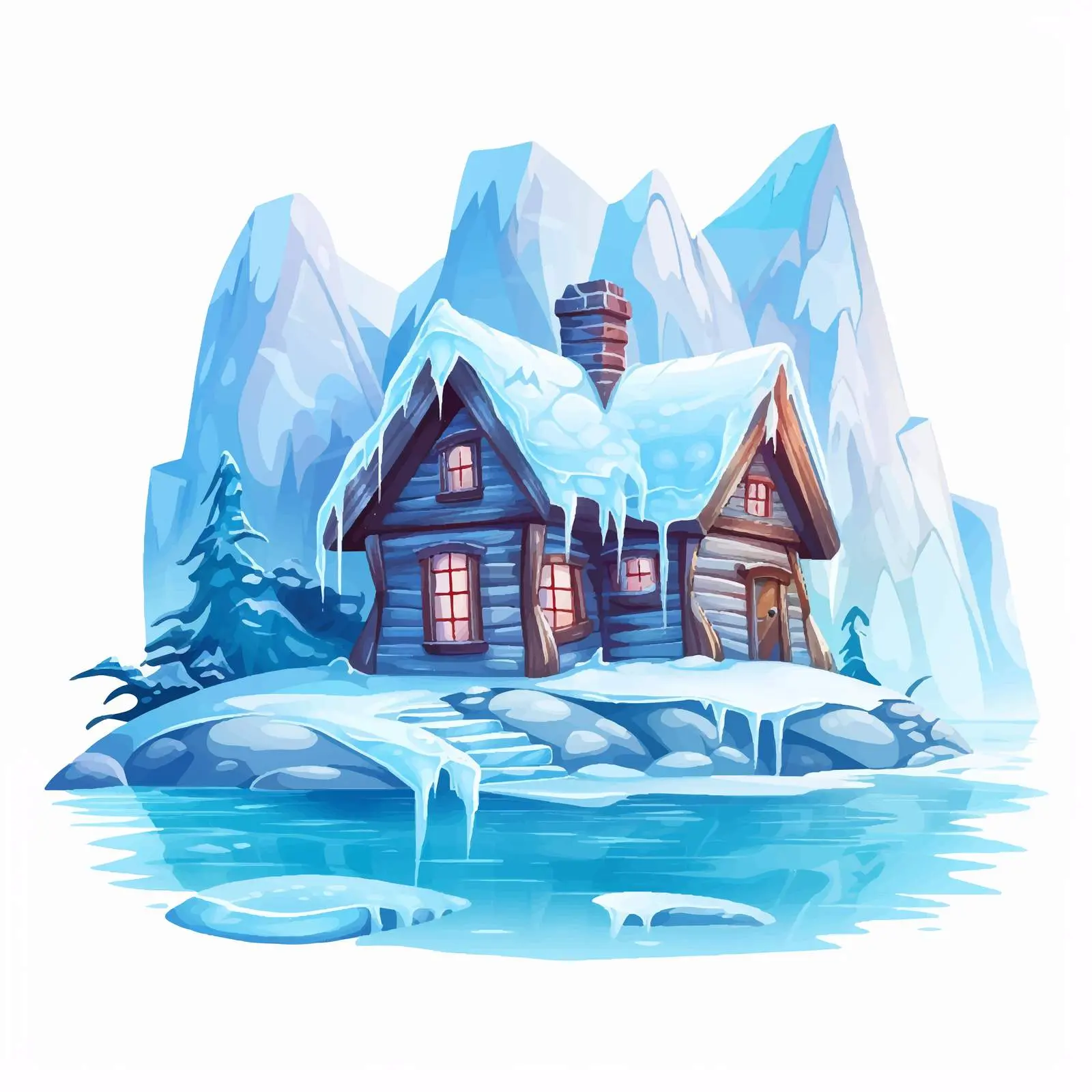 House and Ice Illustration on White Background — free download from Dotvec