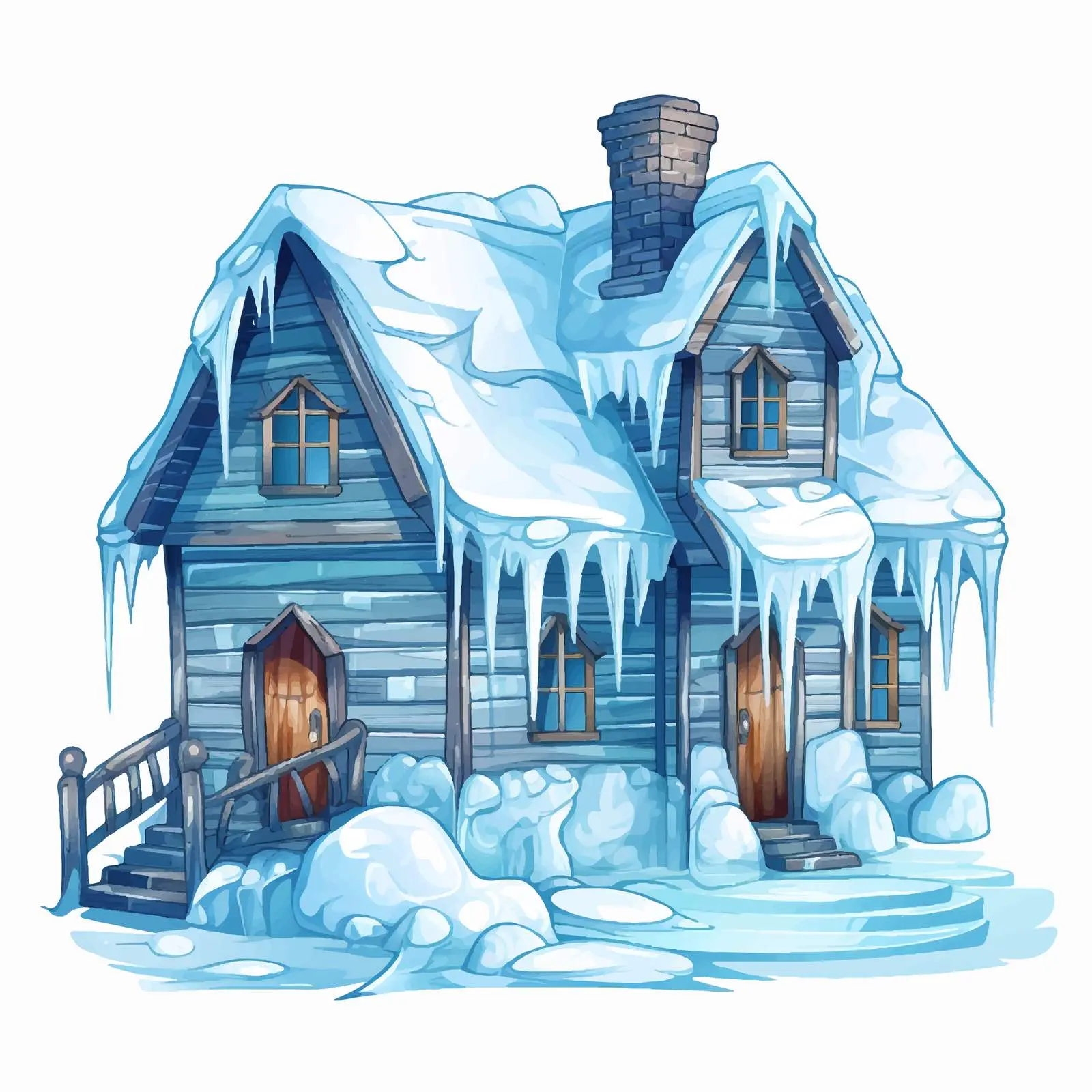 House and Ice Illustration on White Background — free download from Dotvec