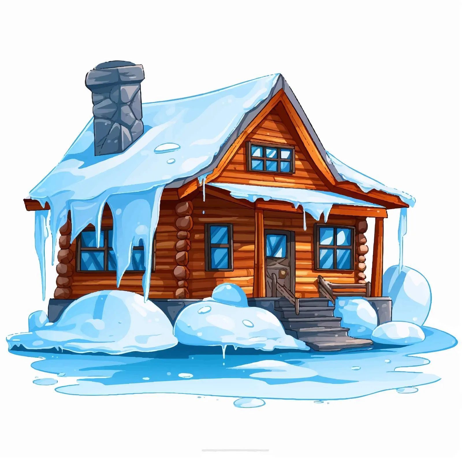 House and Ice Vector Illustration on White Background — free download from Dotvec
