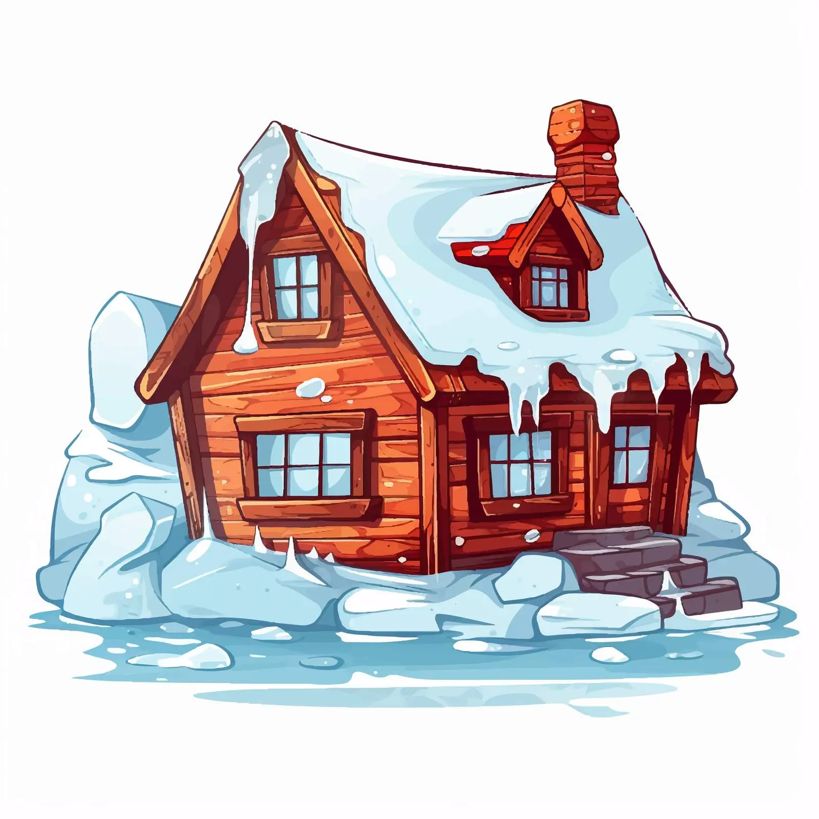 House and Ice Illustration on White Background — free download from Dotvec