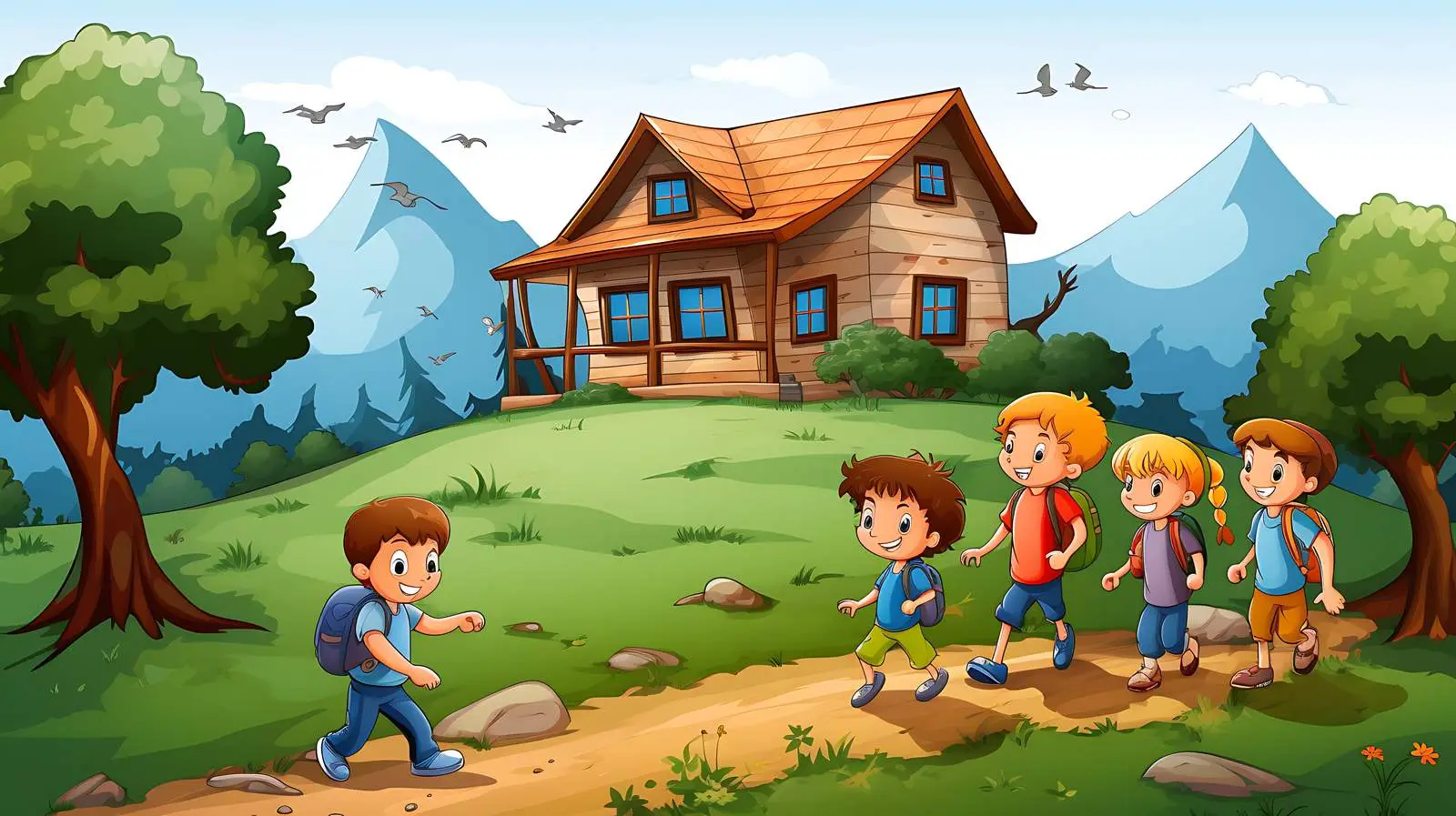 Idyllic Family Home Nature Scene — free download from Dotvec