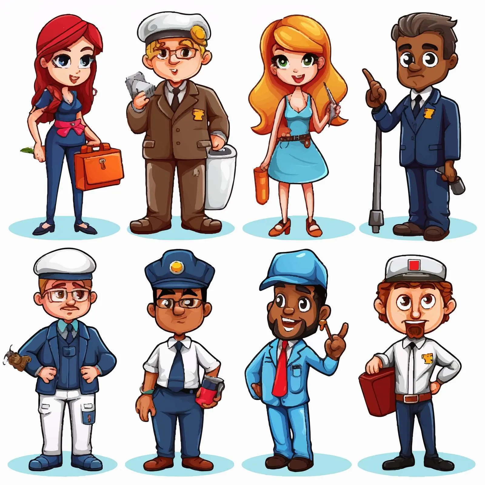 Cartoon Illustrations of Jobs and Professions — free download from Dotvec