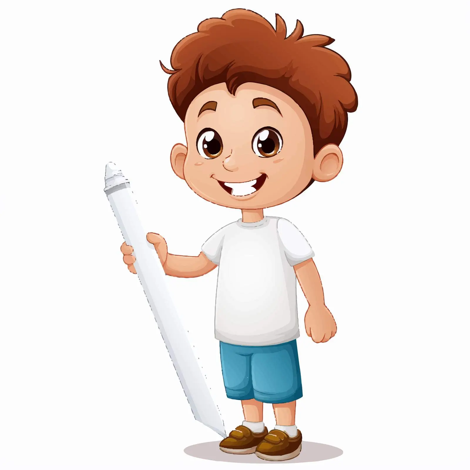Kid Holding Pencil Next to Empty Paper — free download from Dotvec