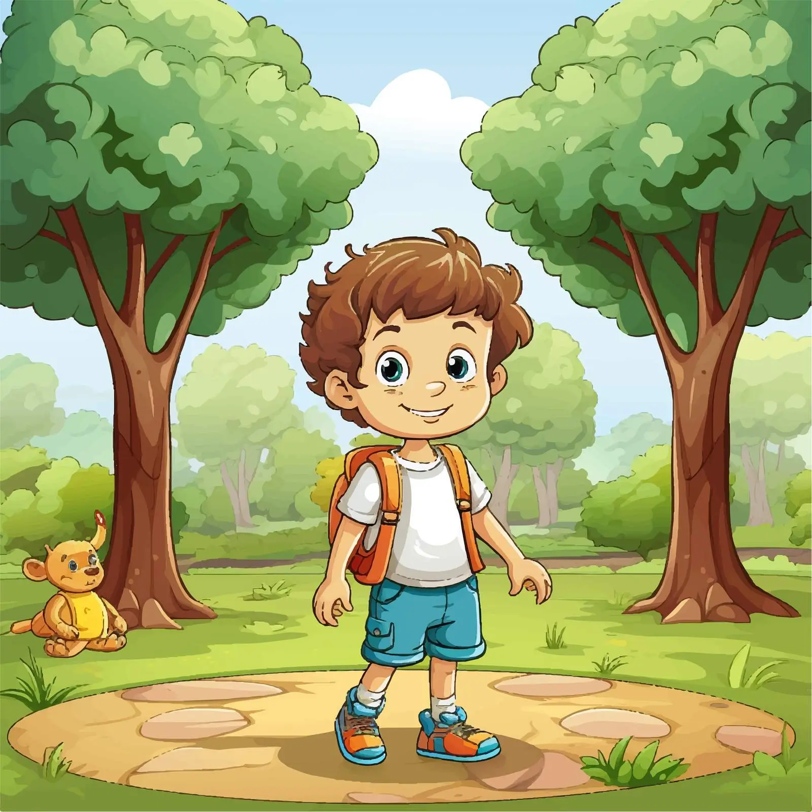 Kid in a Park Cartoon Vector Illustration — free download from Dotvec
