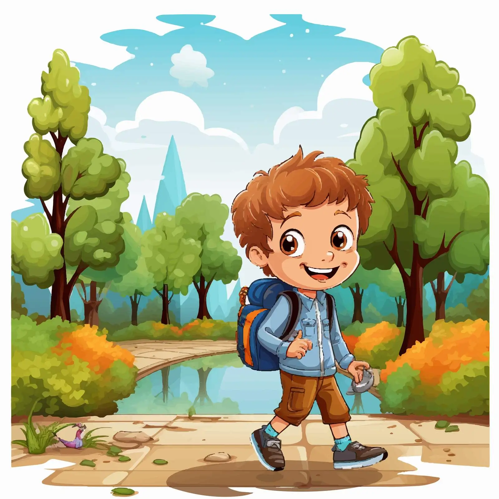 Kid Playing in Park - Cartoon Vector Illustration — free download from Dotvec