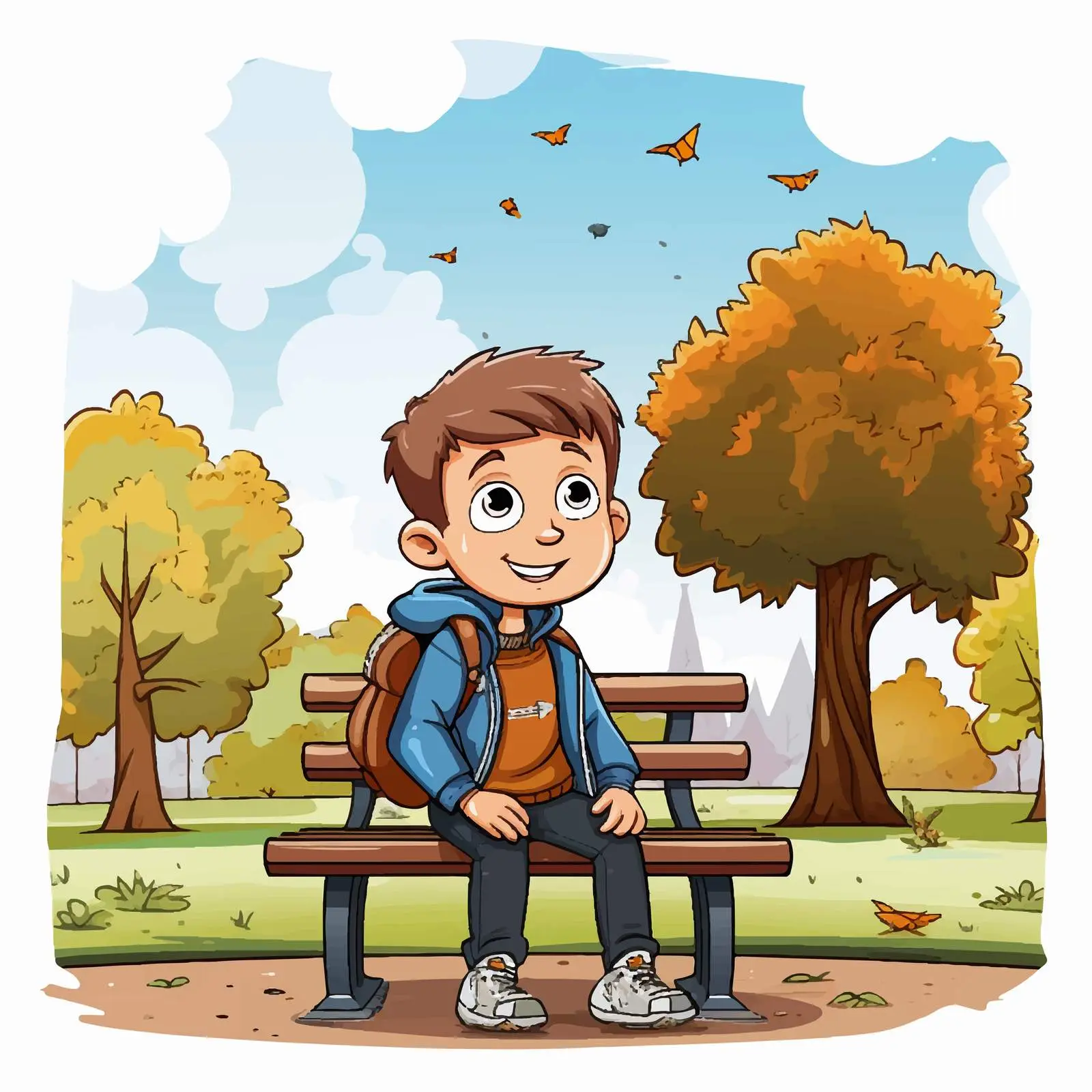 Kid Playing in Park - Vector Illustration — free download from Dotvec