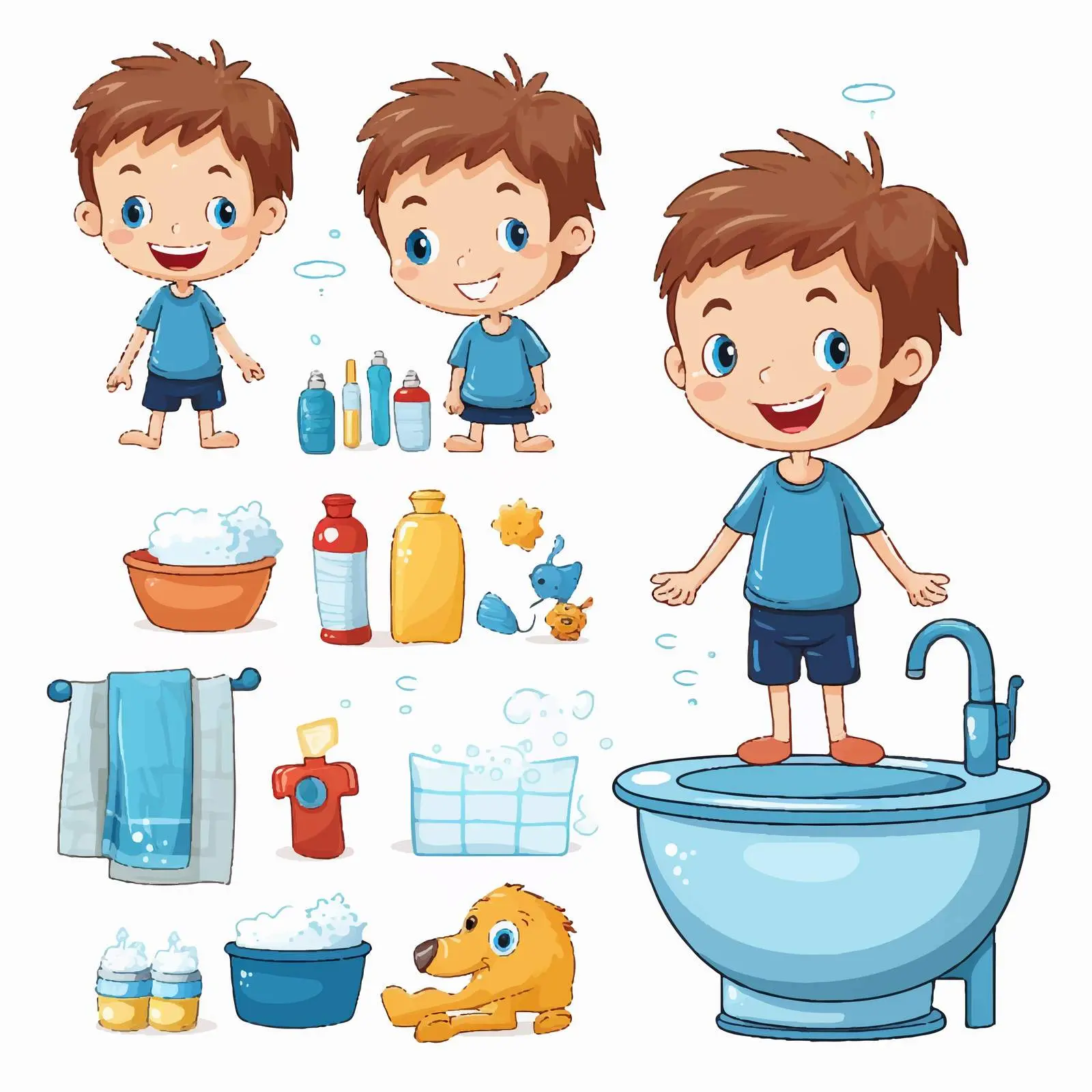 Kids Bathroom Accessories Vector Illustration — free download from Dotvec