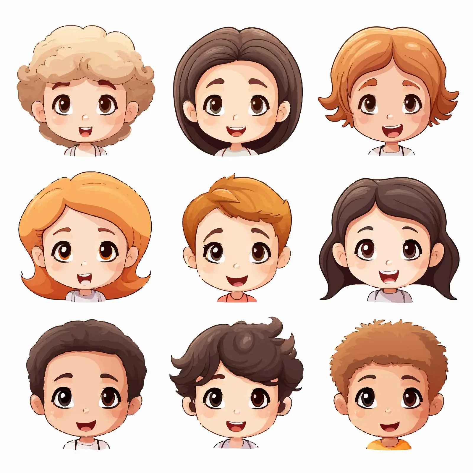 Colorful Kids' Faces Illustration on White Background — free download from Dotvec